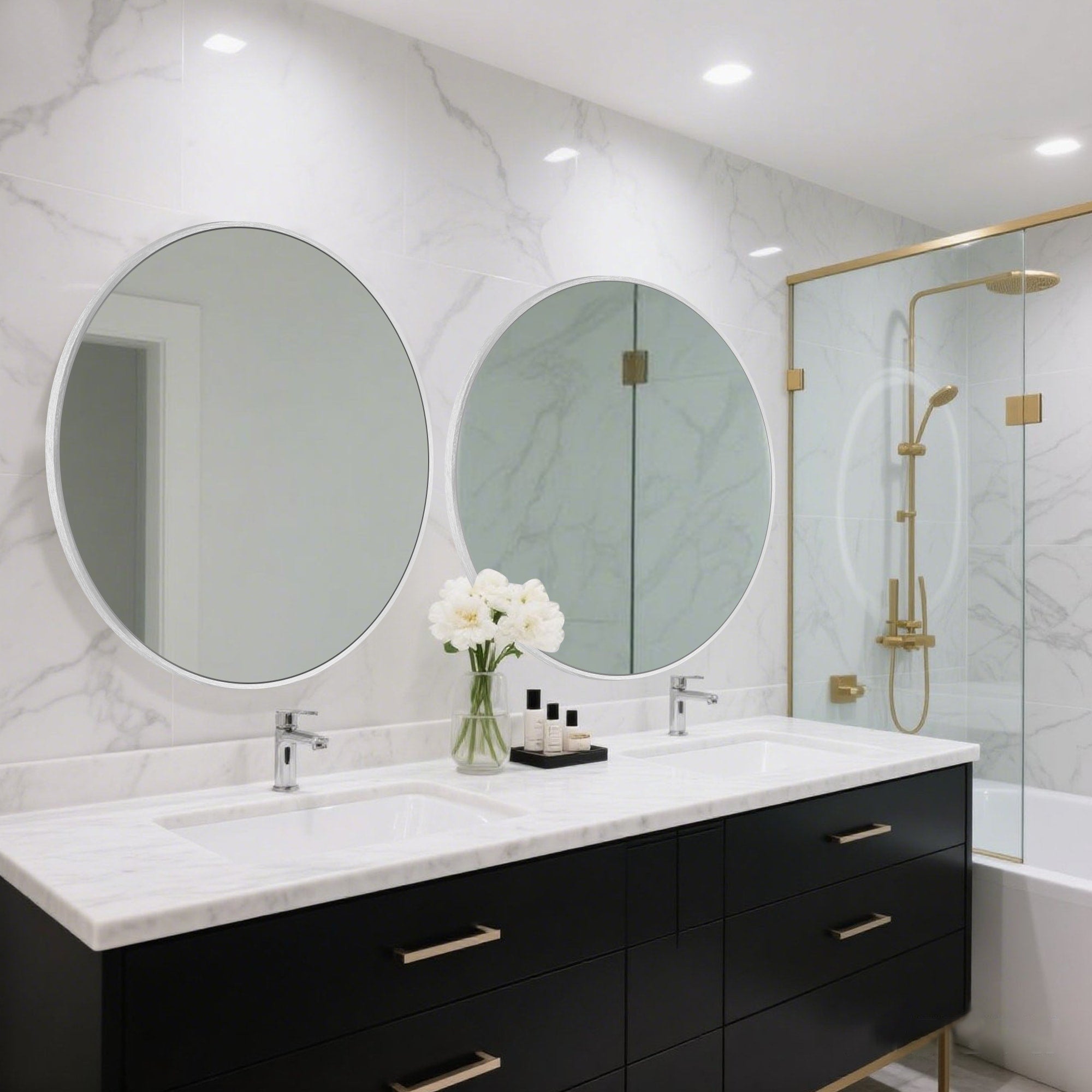 Miroir de courtoisie rond mural pour salle de bain moderne