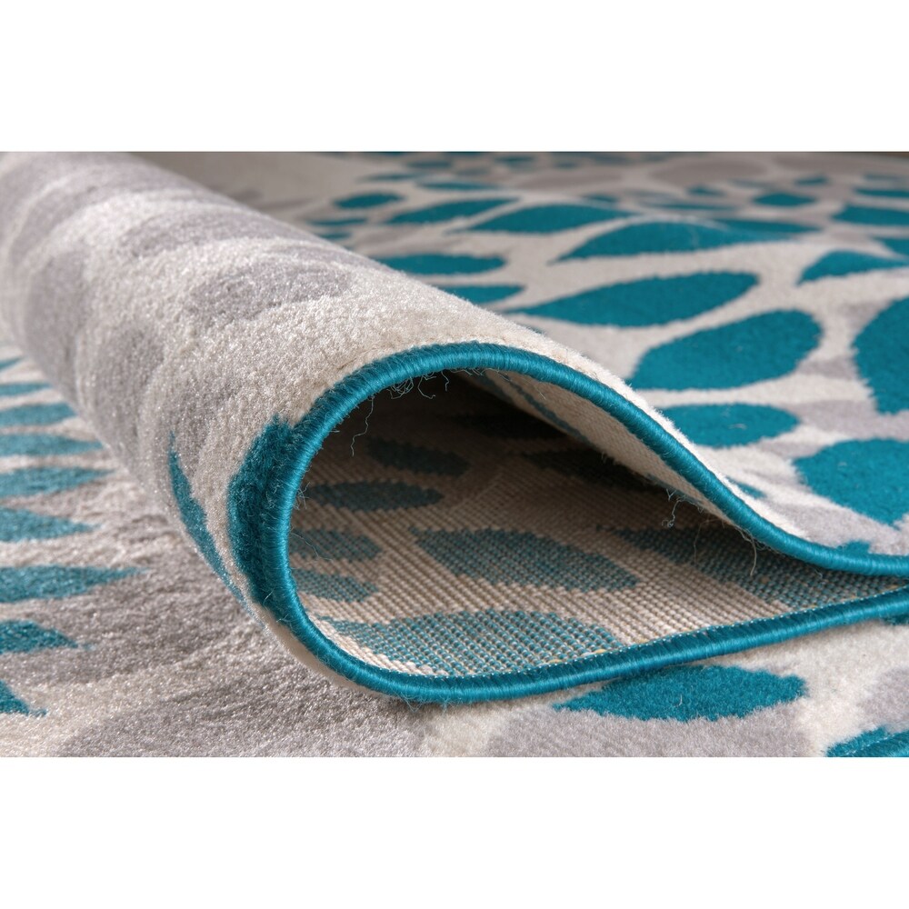 Tapis moderne à motifs floraux circulaires de la World Rug Gallery