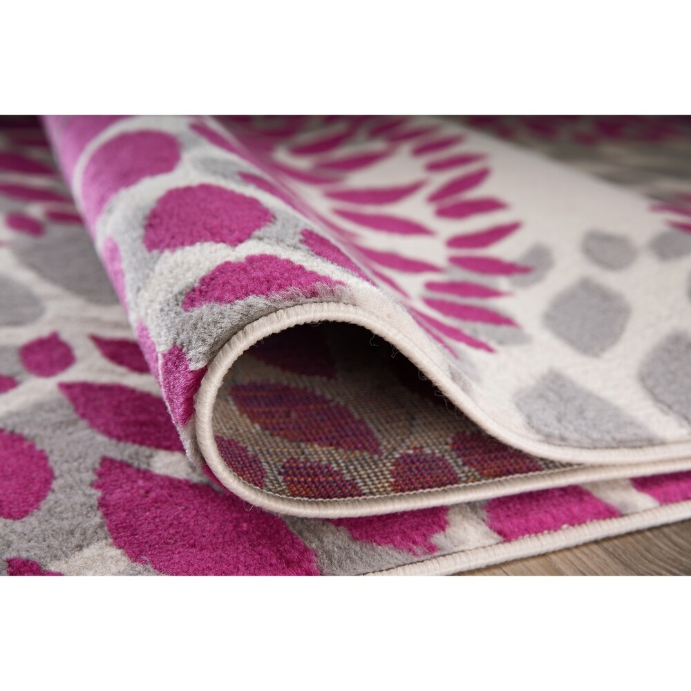 Tapis moderne à motifs floraux circulaires de la World Rug Gallery