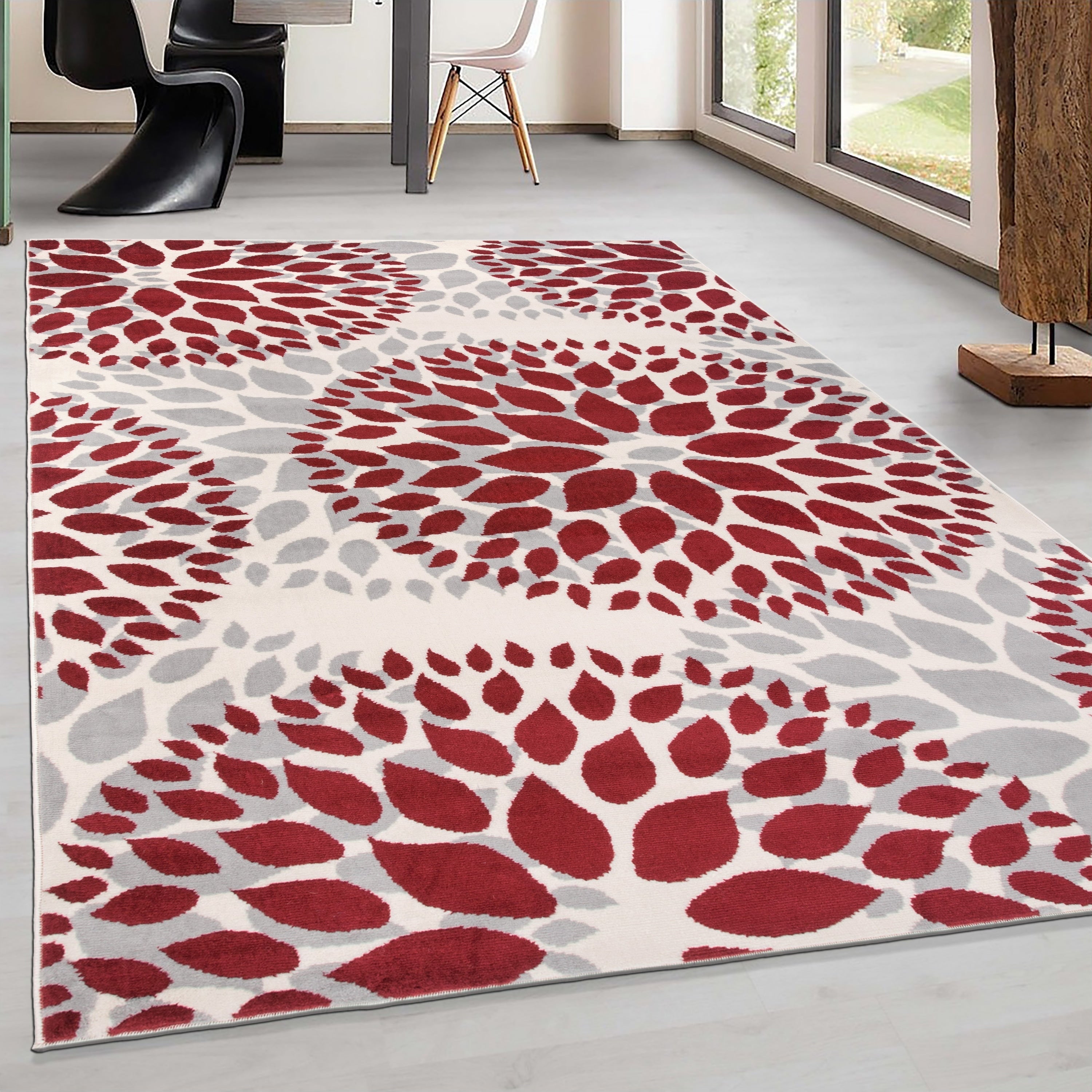 Tapis moderne à motifs floraux circulaires de la World Rug Gallery