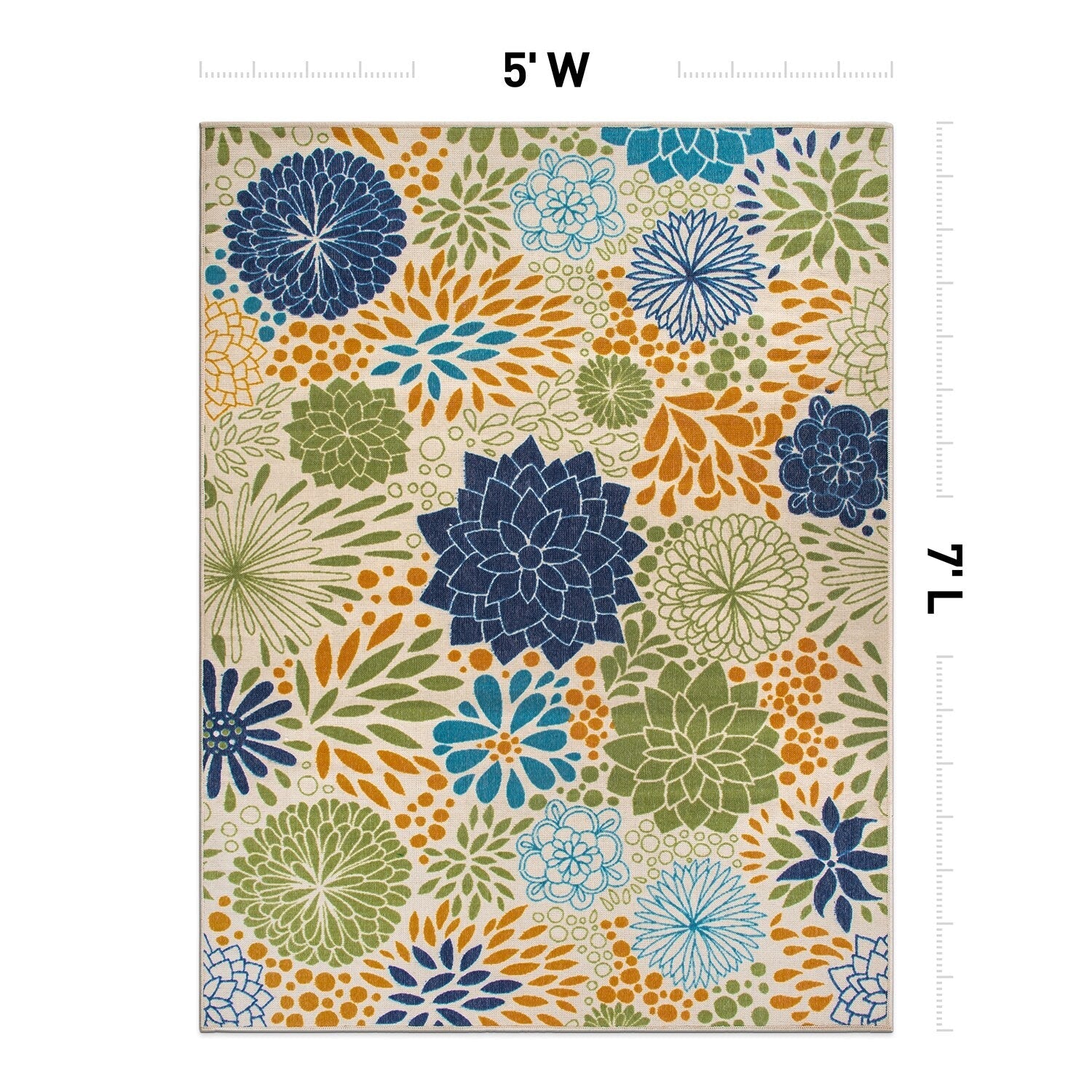 Tapis d'intérieur/extérieur tissé à plat à motifs floraux modernes