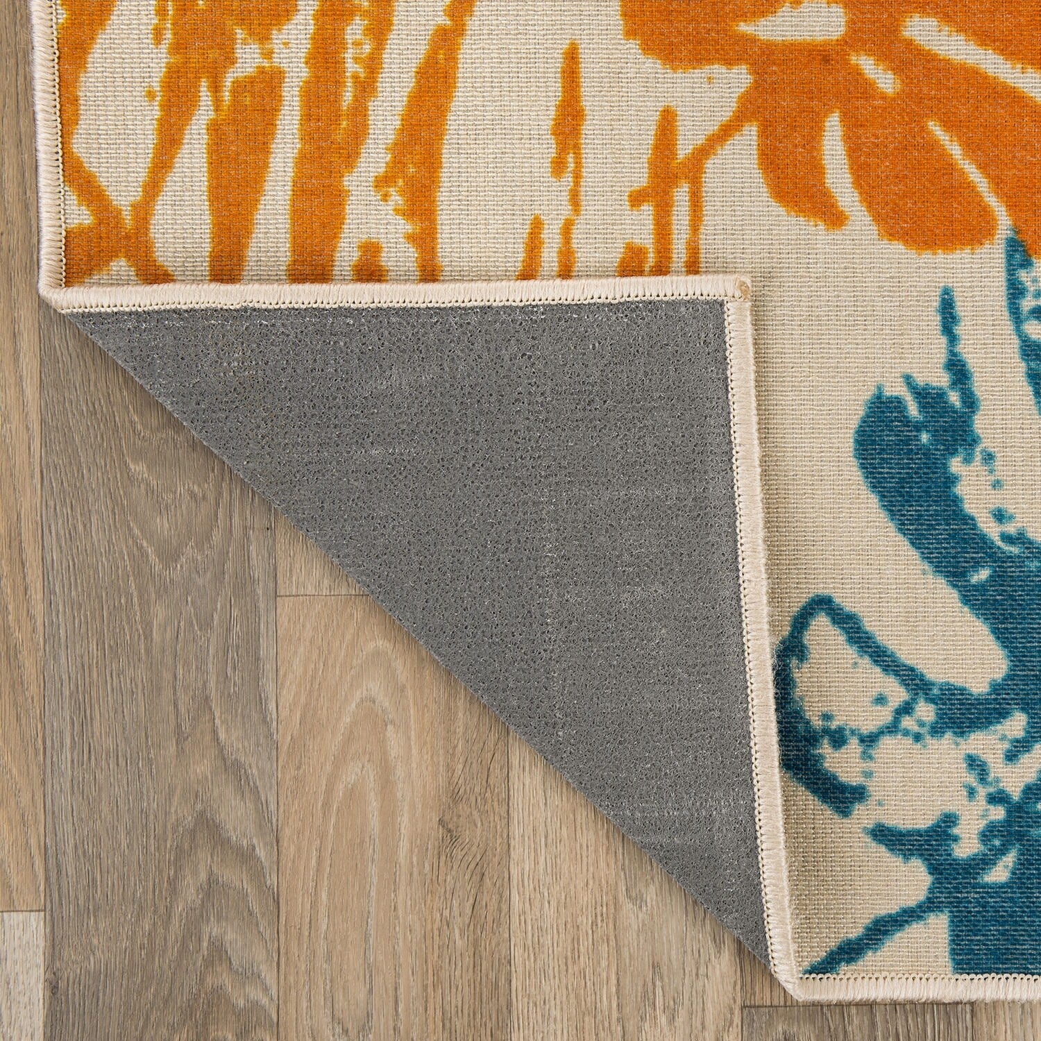 Tapis d'intérieur/extérieur moderne à tissage plat et motif floral et feuilles