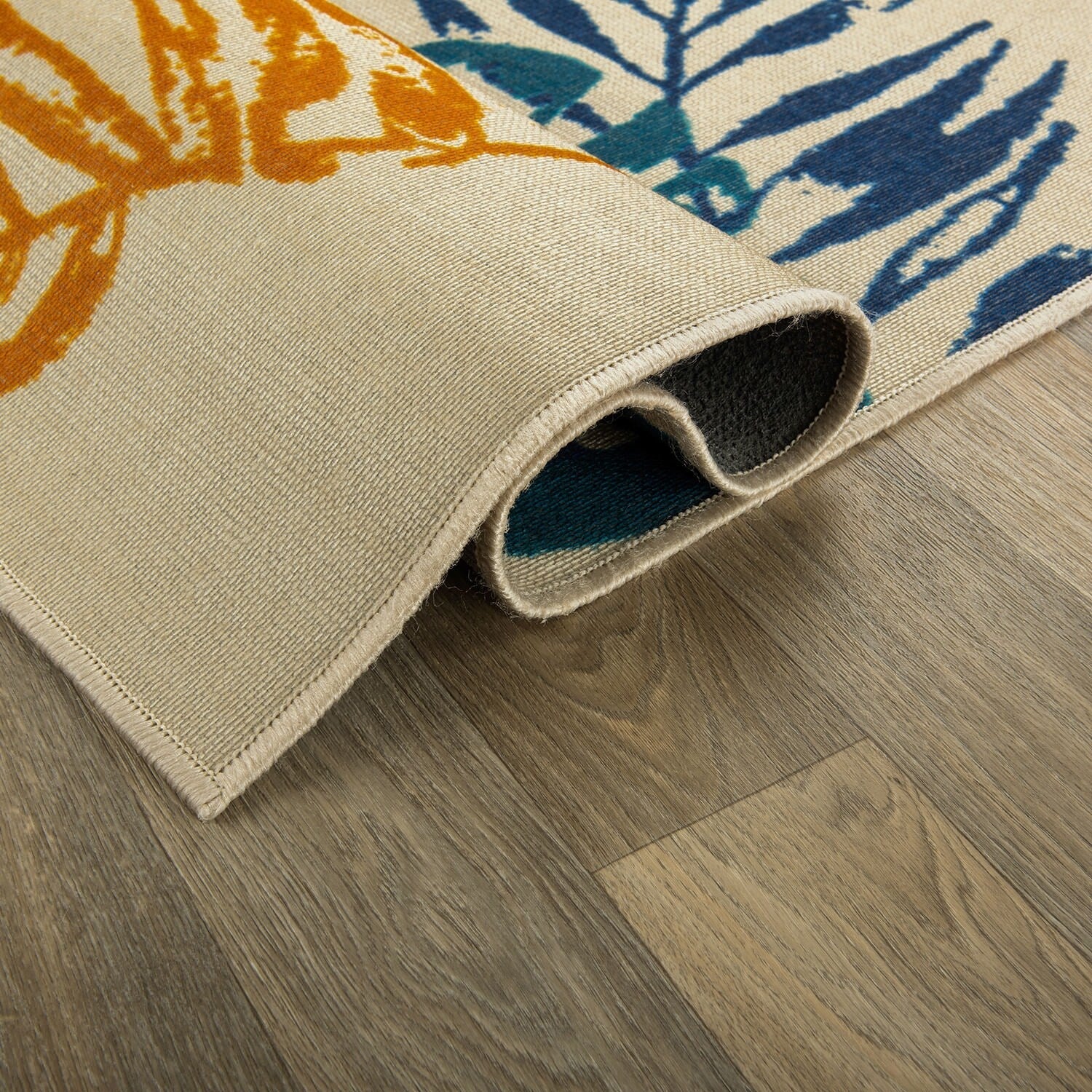 Tapis d'intérieur/extérieur moderne à tissage plat et motif floral et feuilles