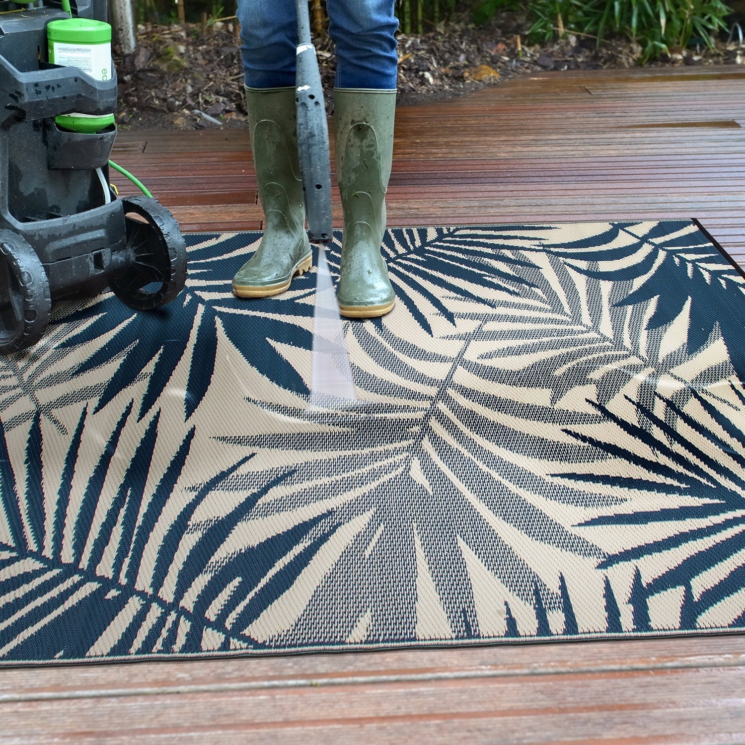 Tapis d'extérieur réversibles en plastique à motifs floraux modernes