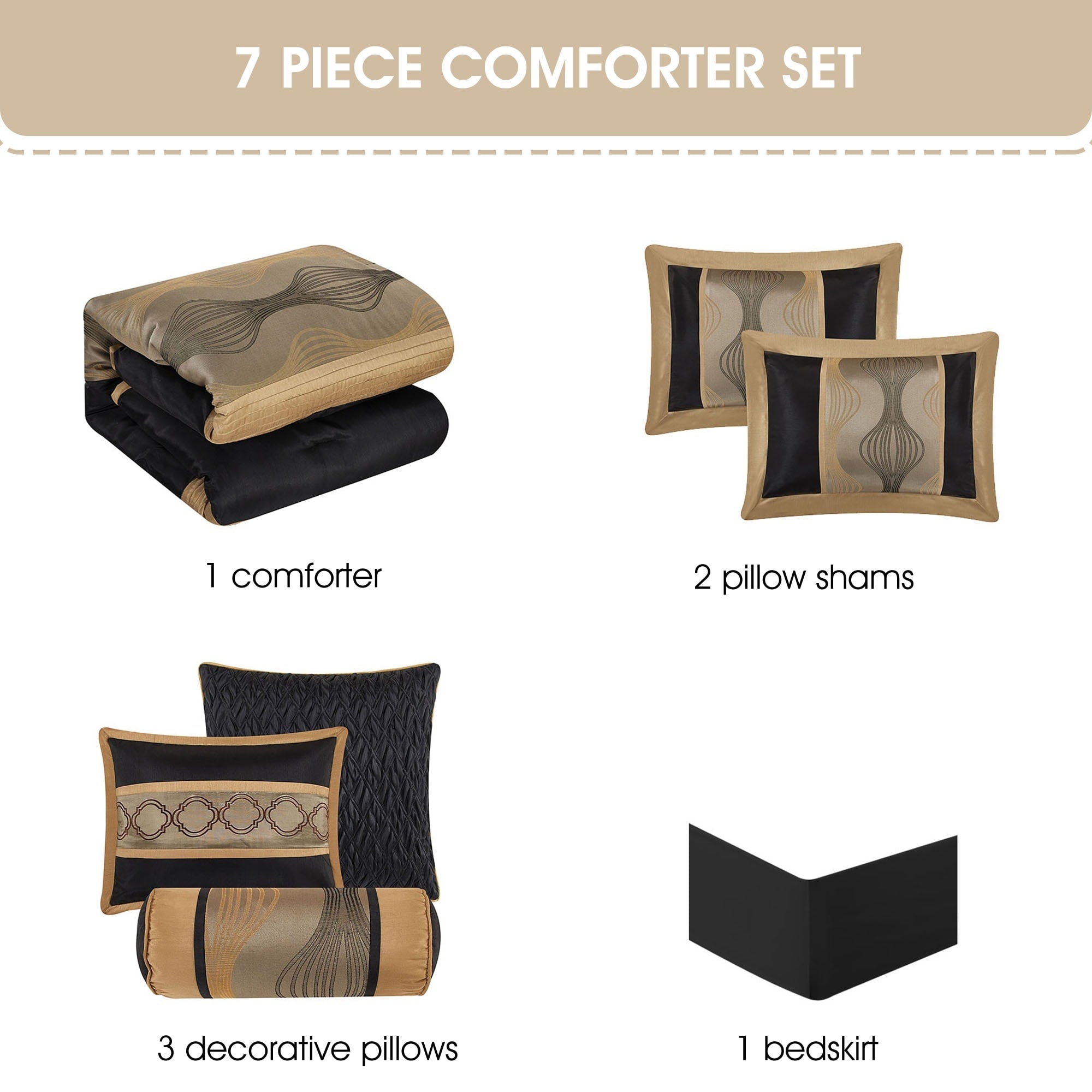 Nanshing Daniella 7-Piece Modern Geometric Comforter Set