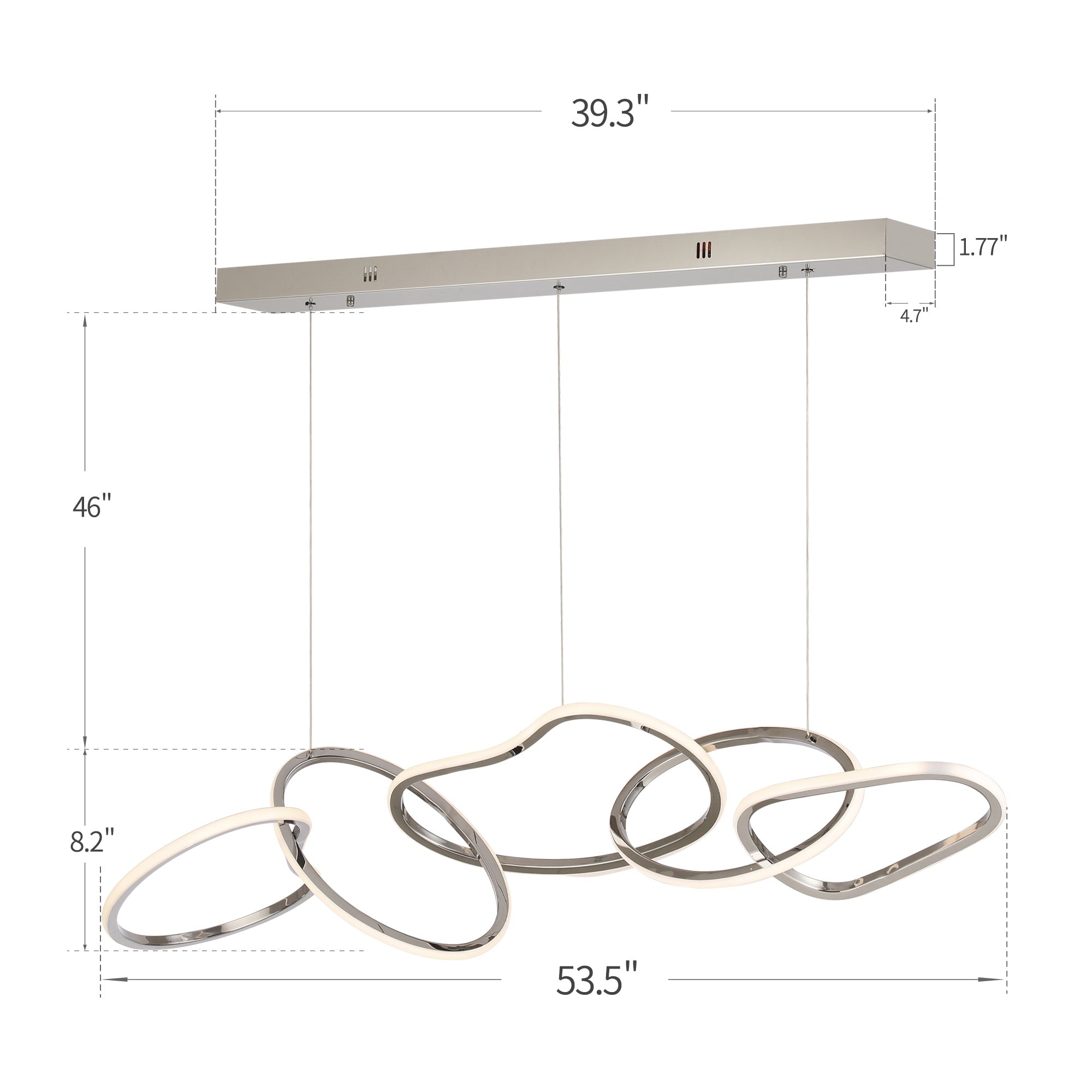 Lustre LED de luxe en acier inoxydable imbriqué de style nordique pour salle à manger