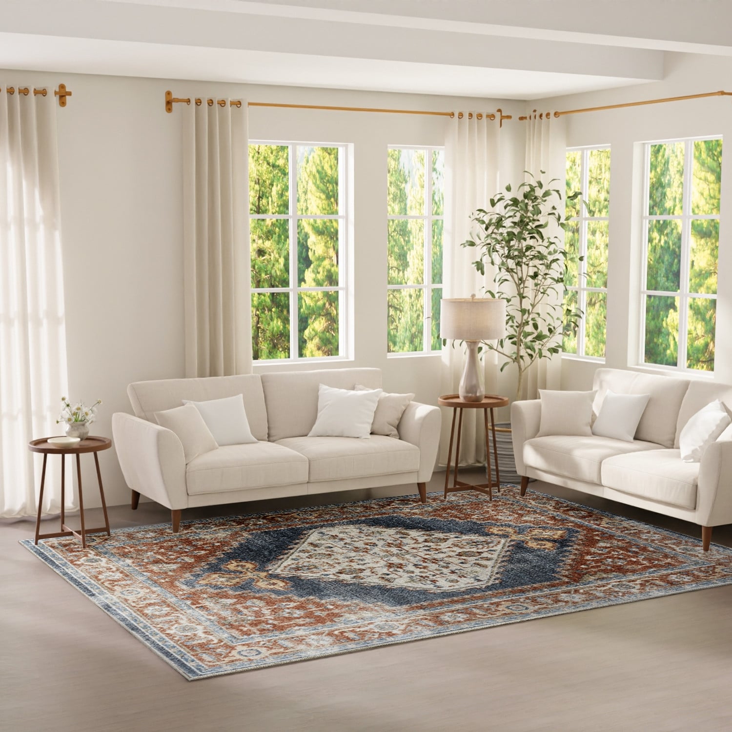 Tapis persan vieilli Nourison Abby lavable en machine pour l'intérieur uniquement