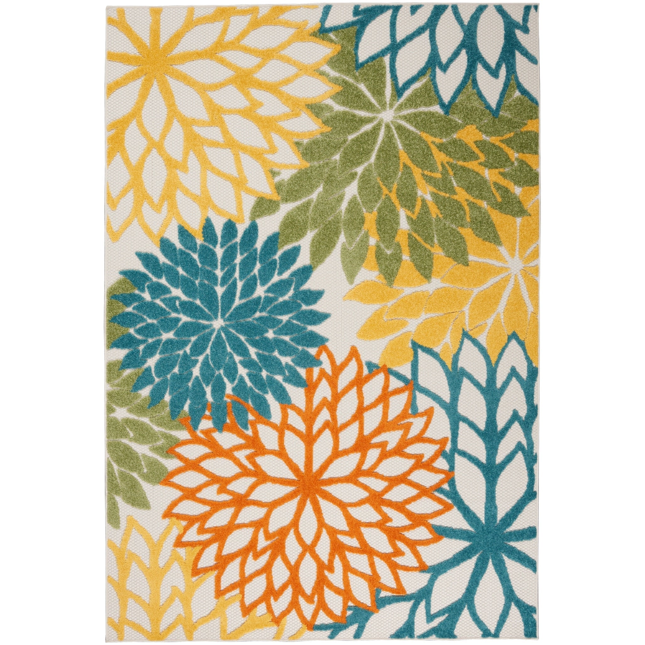 Tapis d'intérieur/extérieur Nourison Alice à motif floral bleu