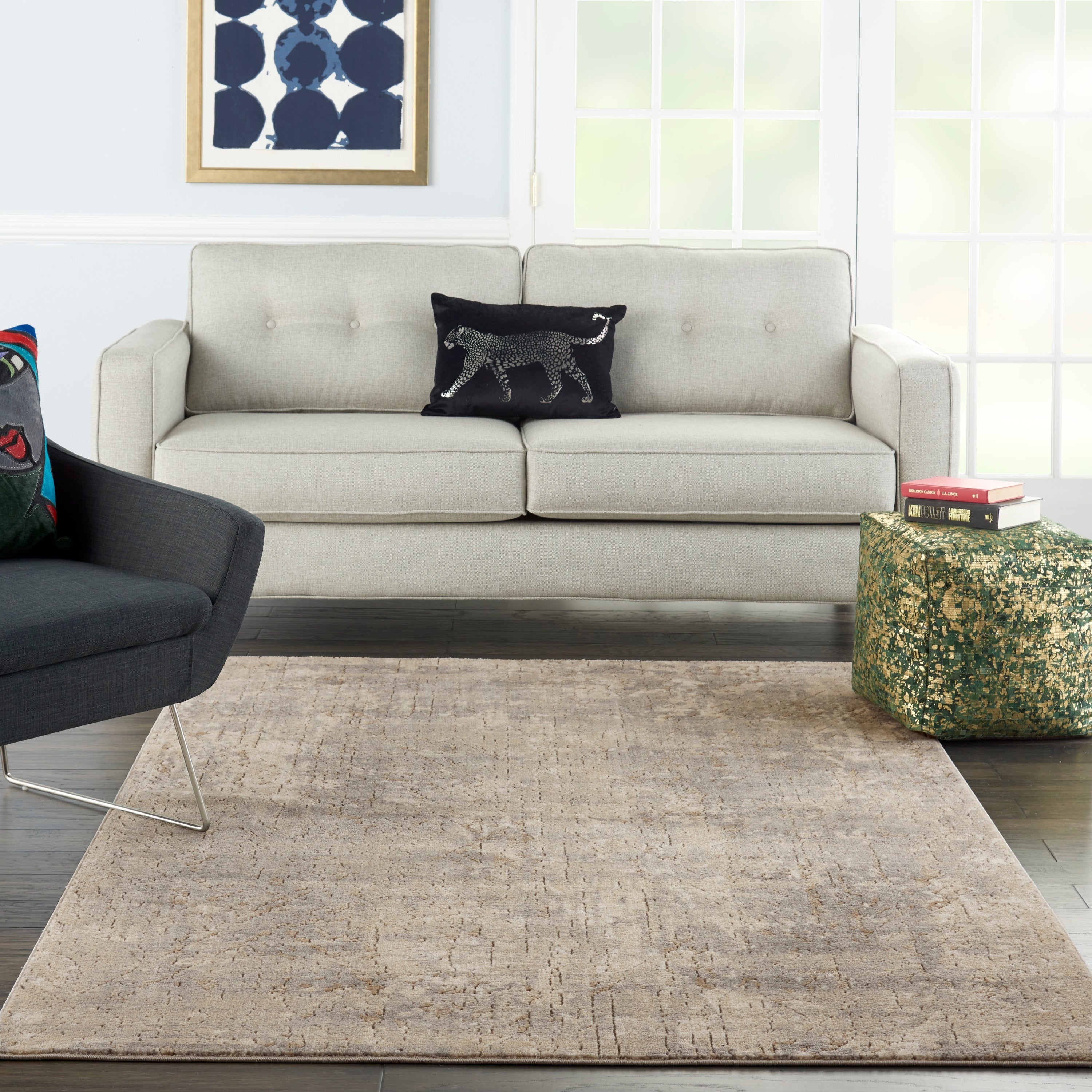 Tapis Nourison Concerto à effet vieilli abstrait beige et gris