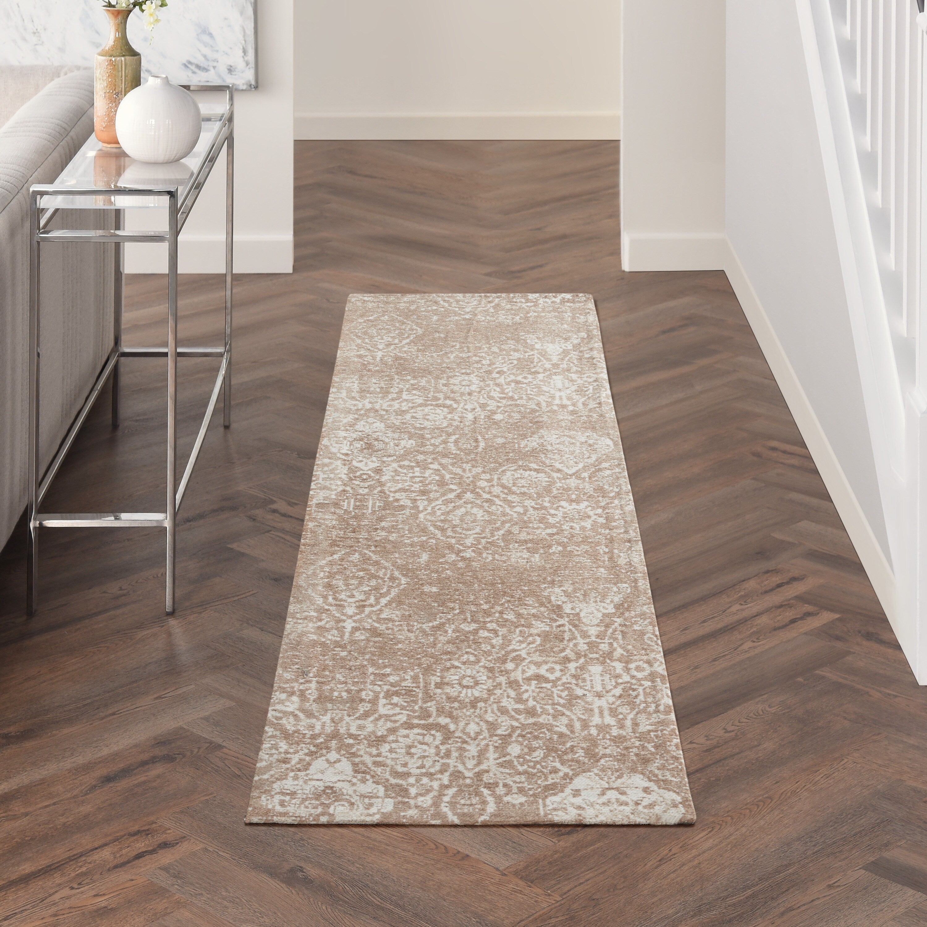 Tapis contemporain Nourison Damask vieilli