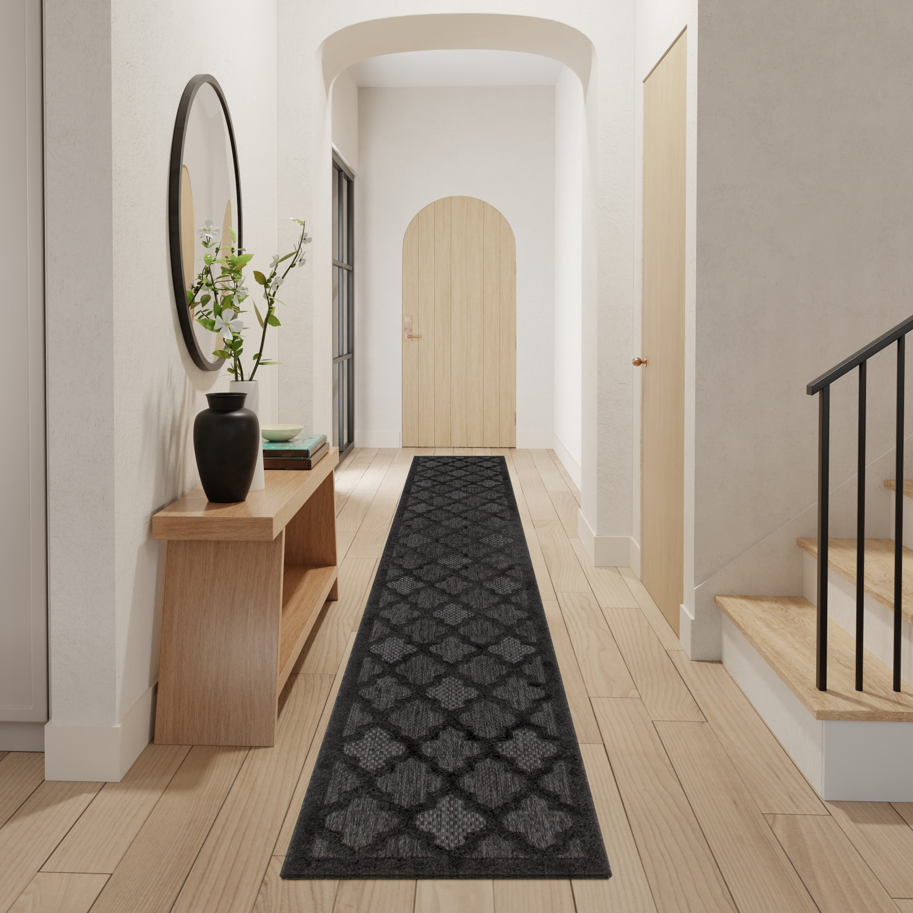 Tapis marocain en treillis Nourison, facile d'entretien, pour intérieur et extérieur