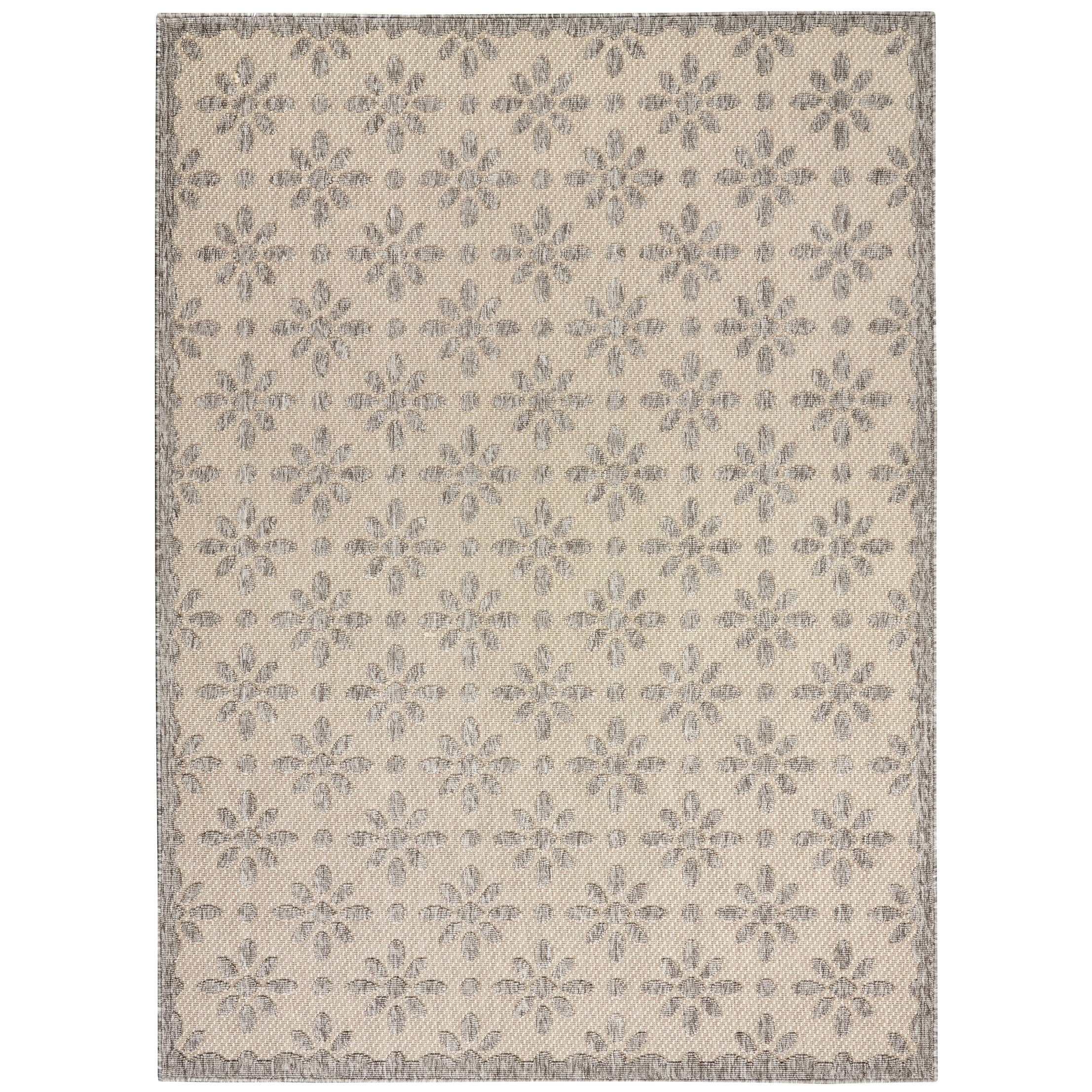 Tapis d'intérieur et d'extérieur géométrique moderne à motif floral et haut-bas Nourison Palamos
