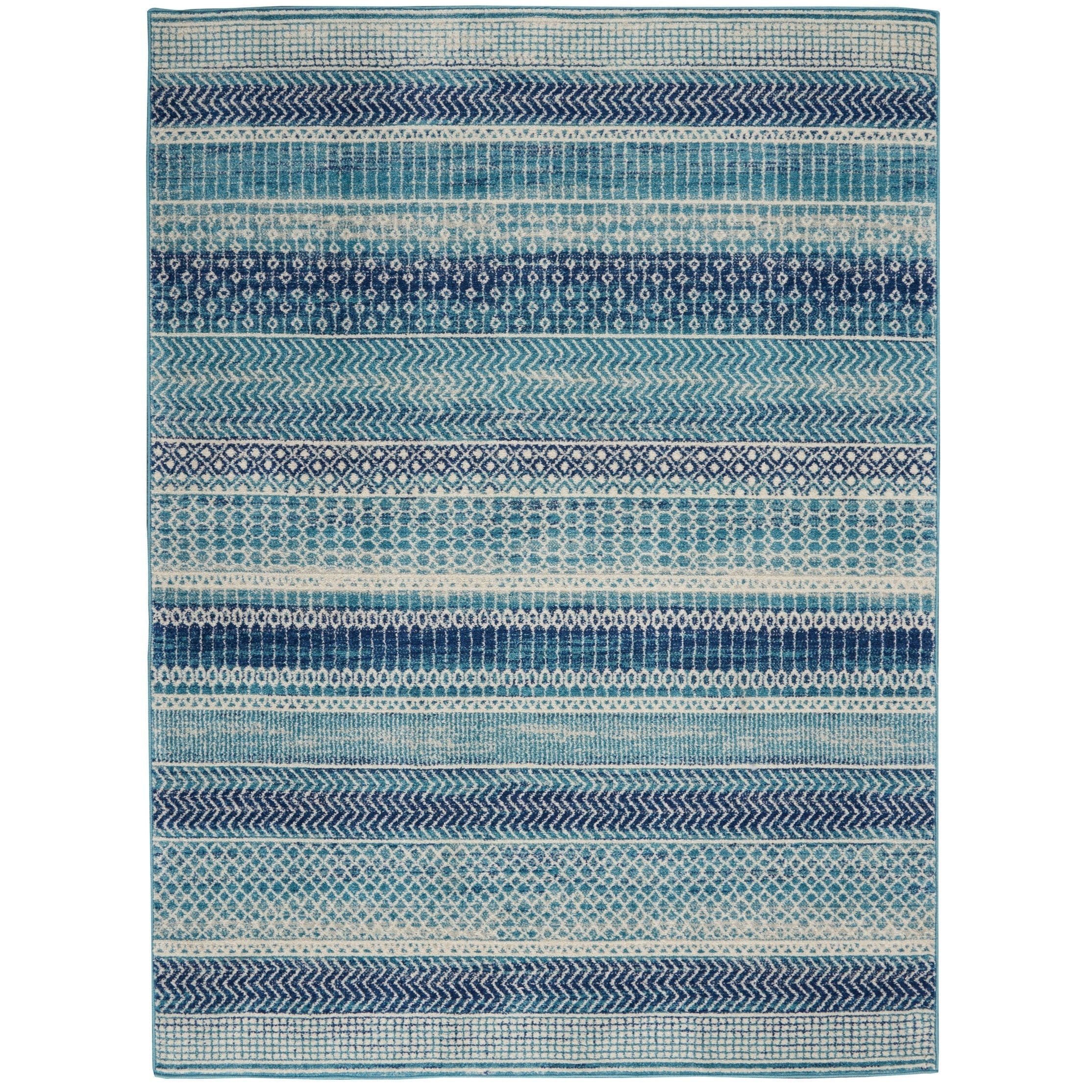 Tapis géométrique côtier bleu indigo Nourison Passion