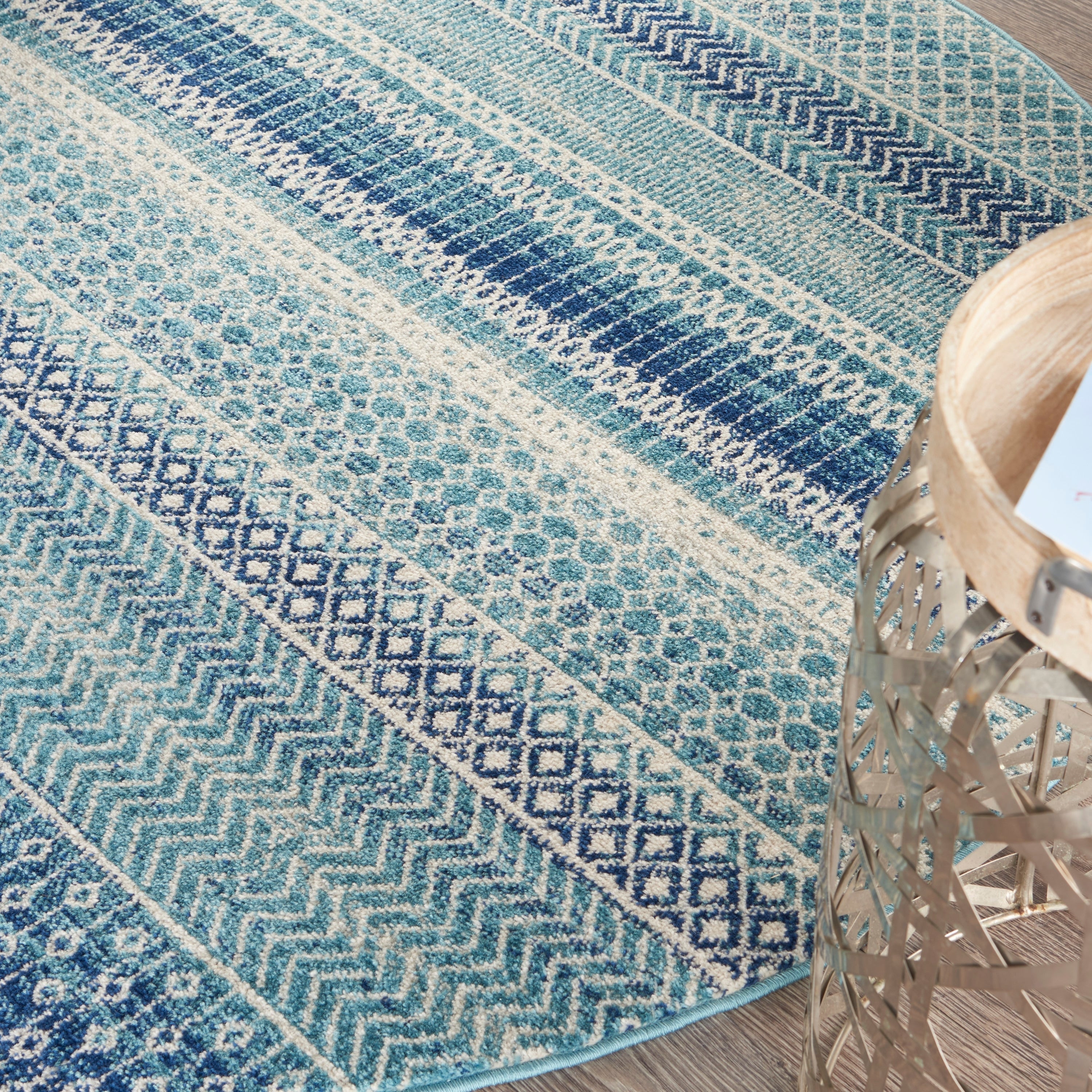 Tapis géométrique côtier bleu indigo Nourison Passion