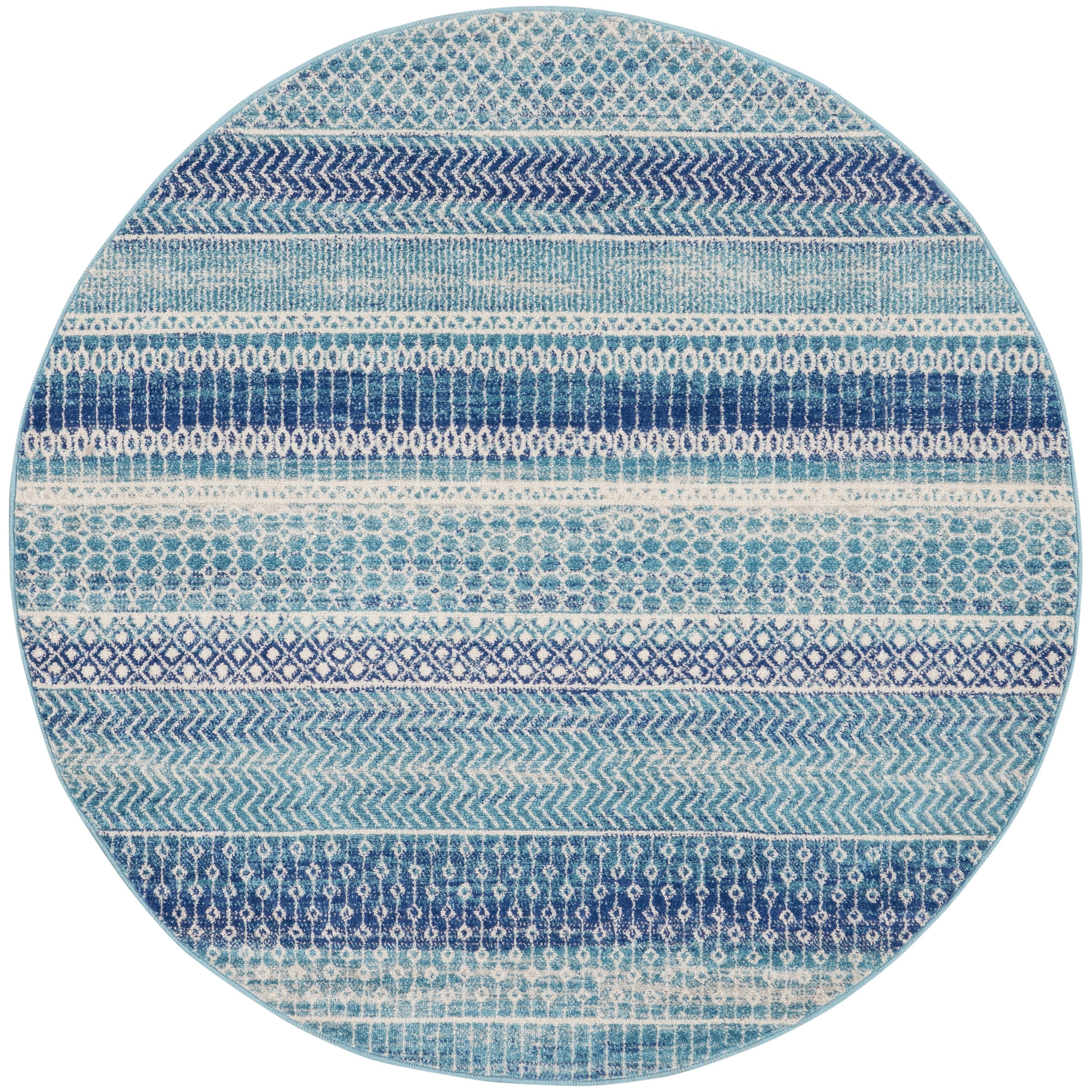 Tapis géométrique côtier bleu indigo Nourison Passion