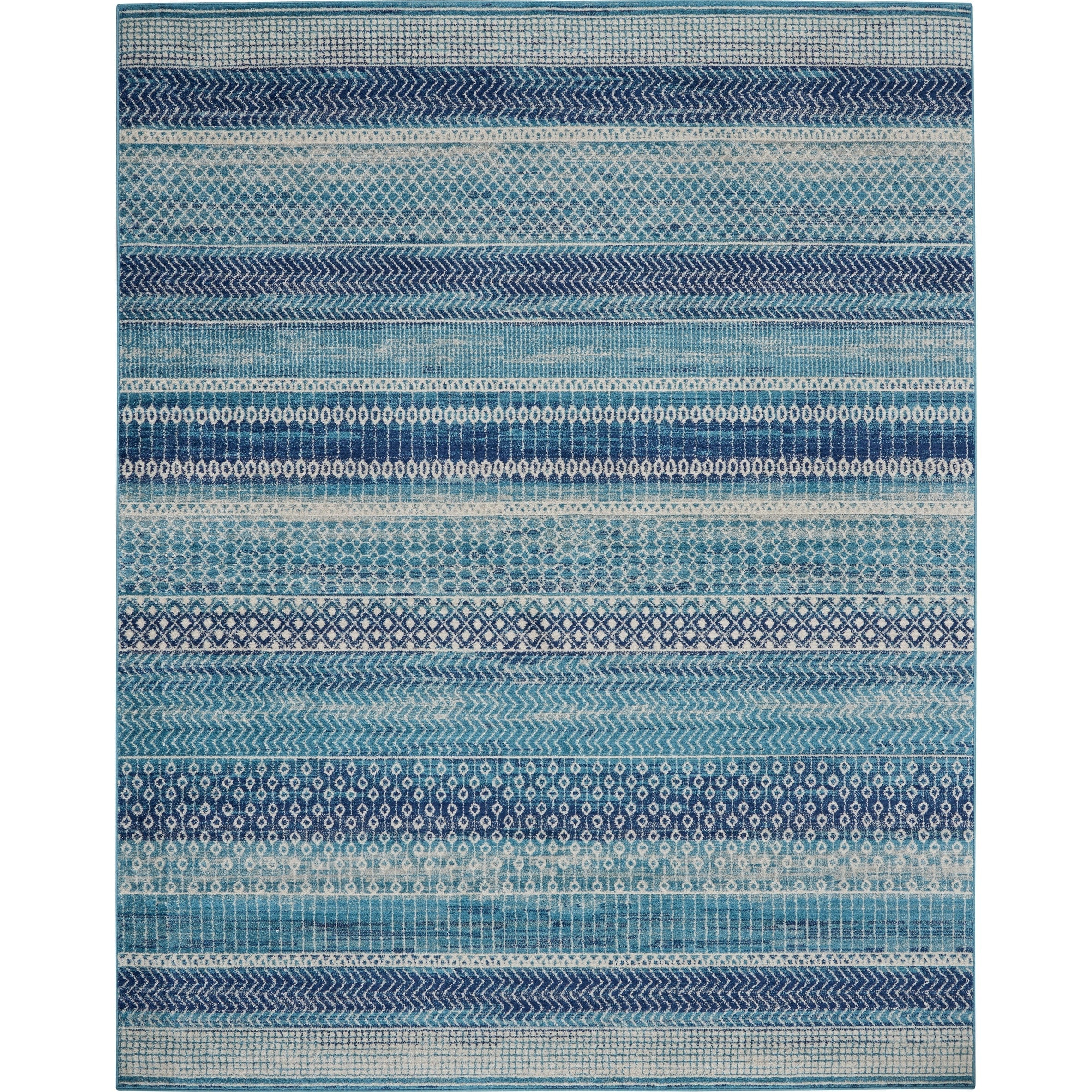 Tapis géométrique côtier bleu indigo Nourison Passion