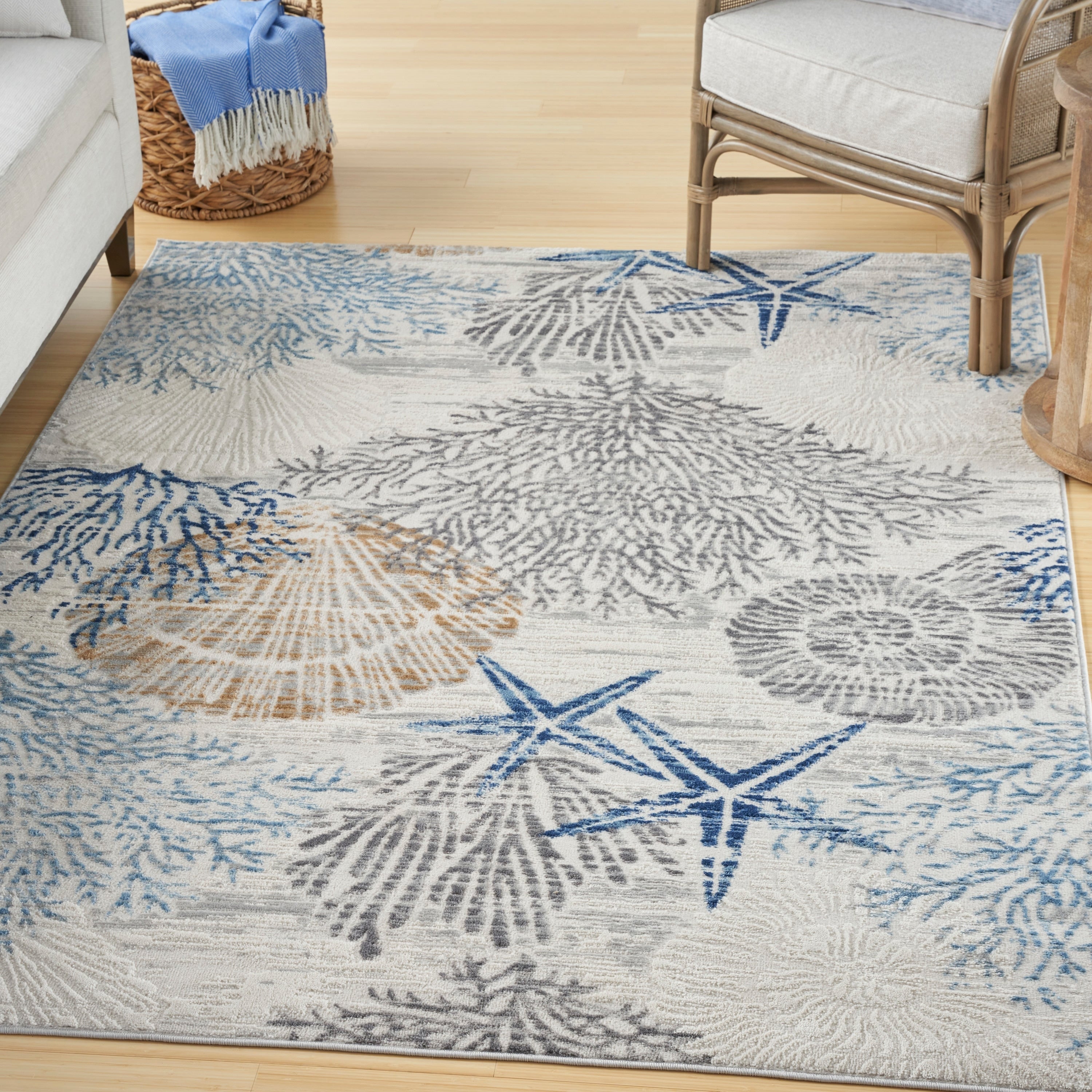 Tapis Nourison Pompéi Coastal Beach Coquillages et corail