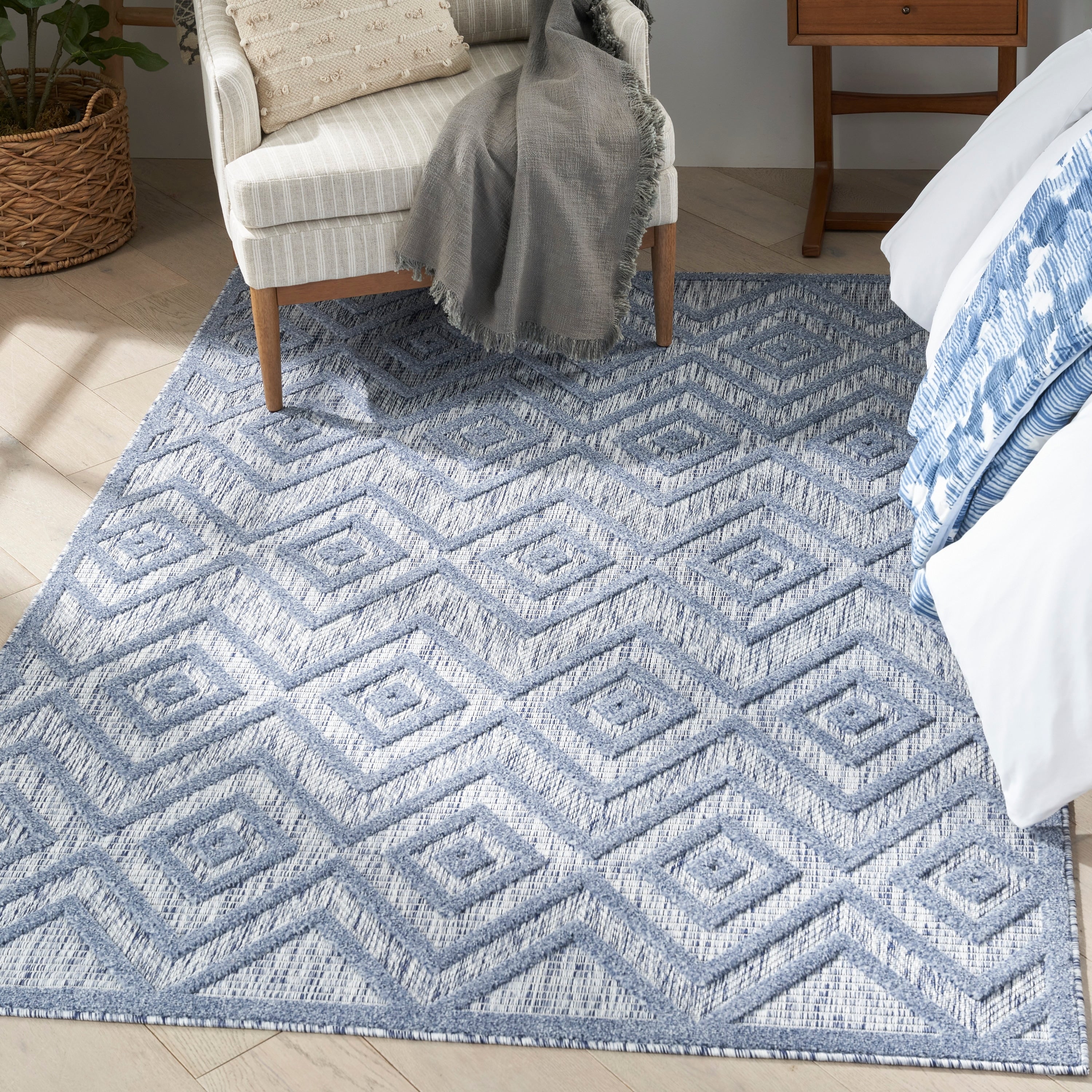 Tapis géométrique polyvalent à tissage plat pour intérieur/extérieur Nourison