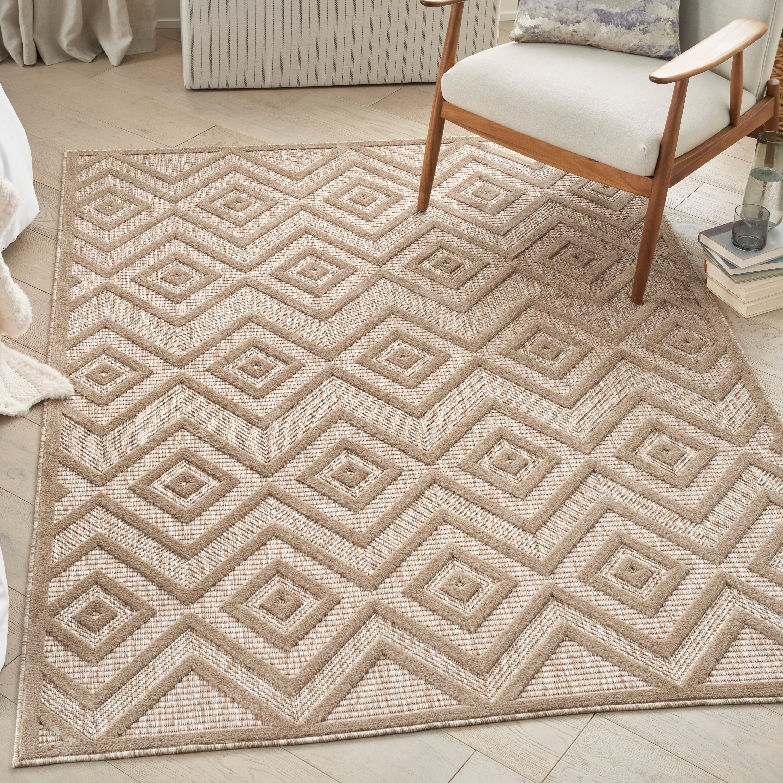 Tapis géométrique polyvalent à tissage plat pour intérieur/extérieur Nourison