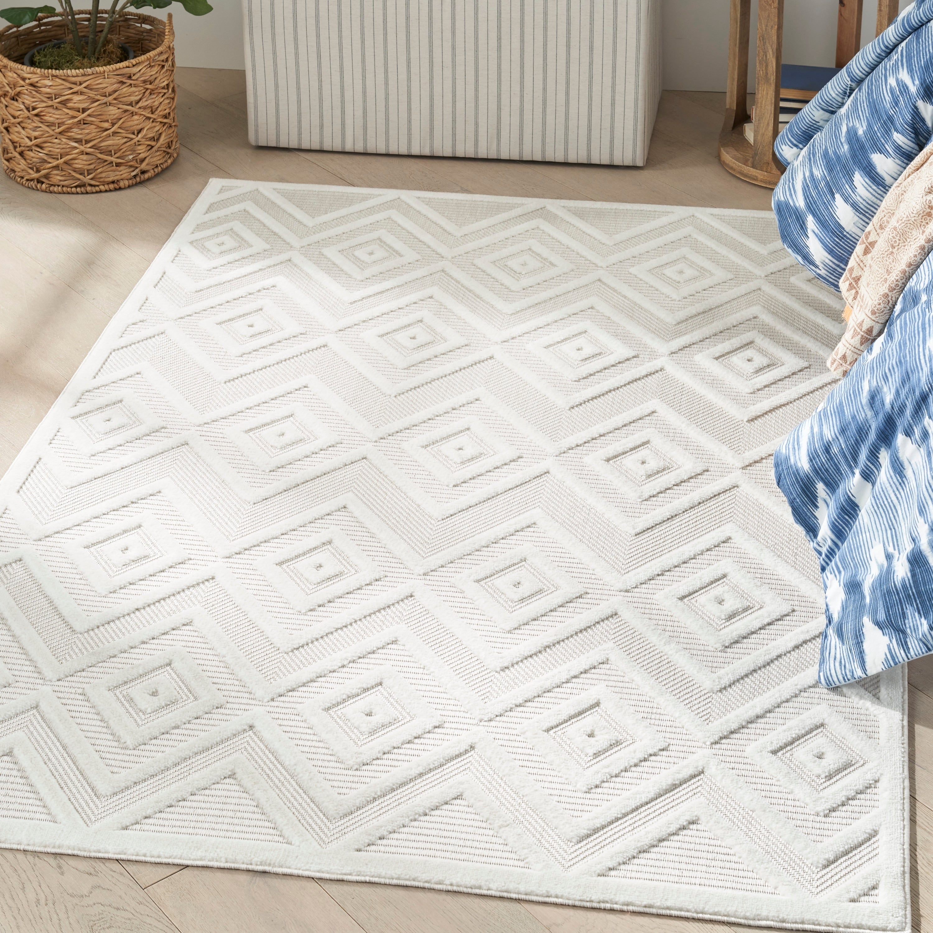 Tapis géométrique polyvalent à tissage plat pour intérieur/extérieur Nourison