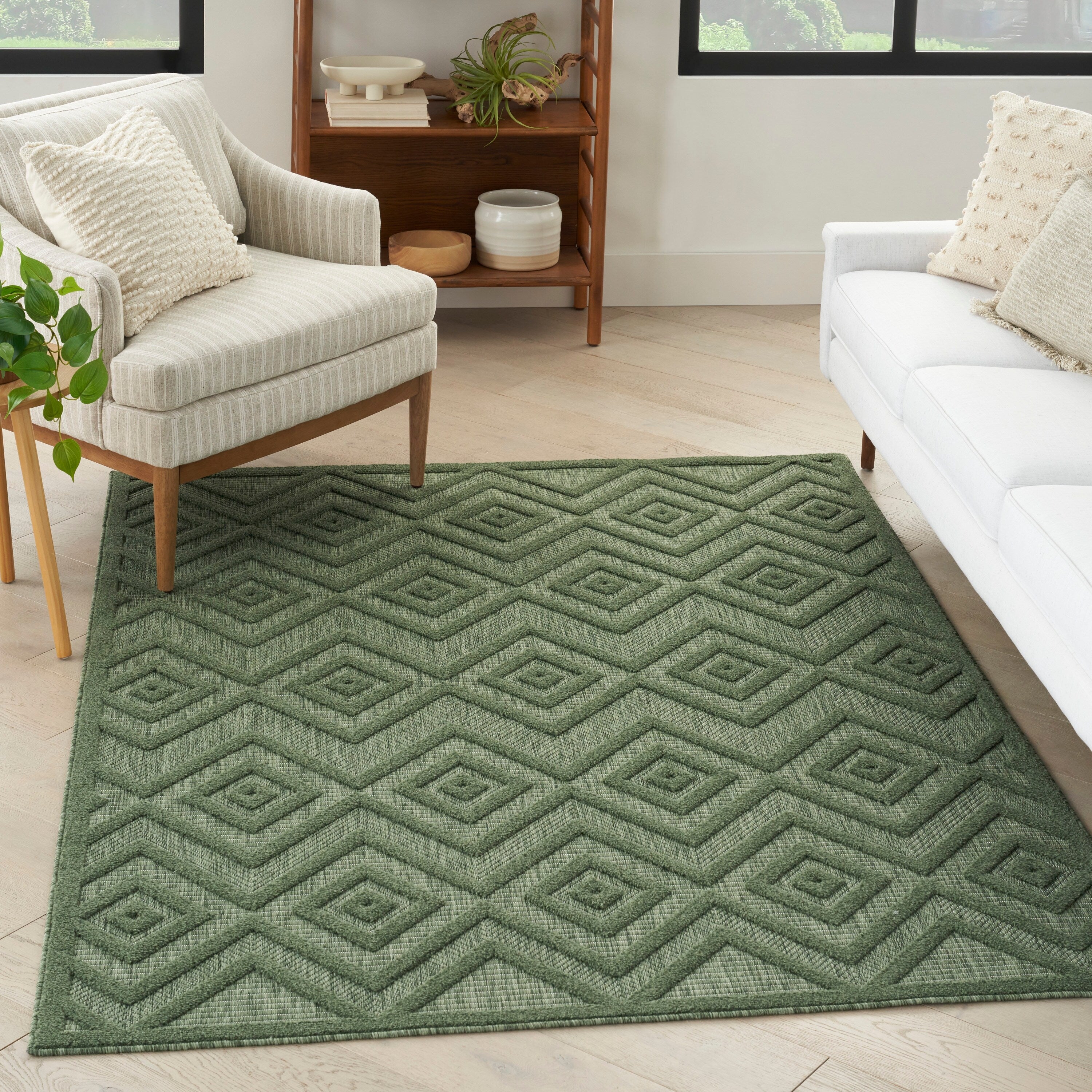 Tapis géométrique polyvalent à tissage plat pour intérieur/extérieur Nourison