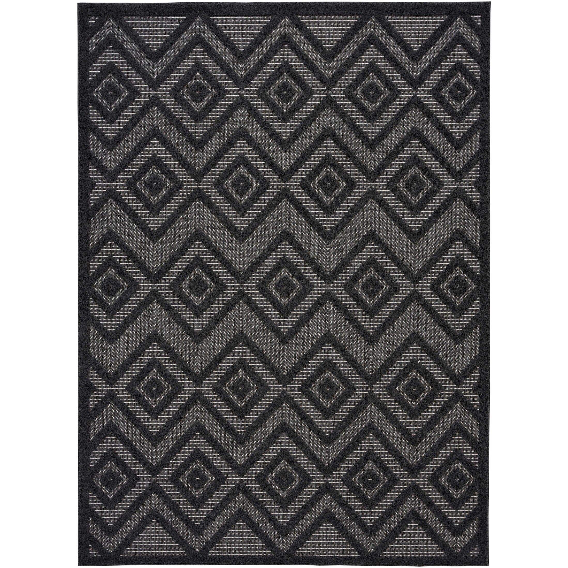 Tapis géométrique polyvalent à tissage plat pour intérieur/extérieur Nourison