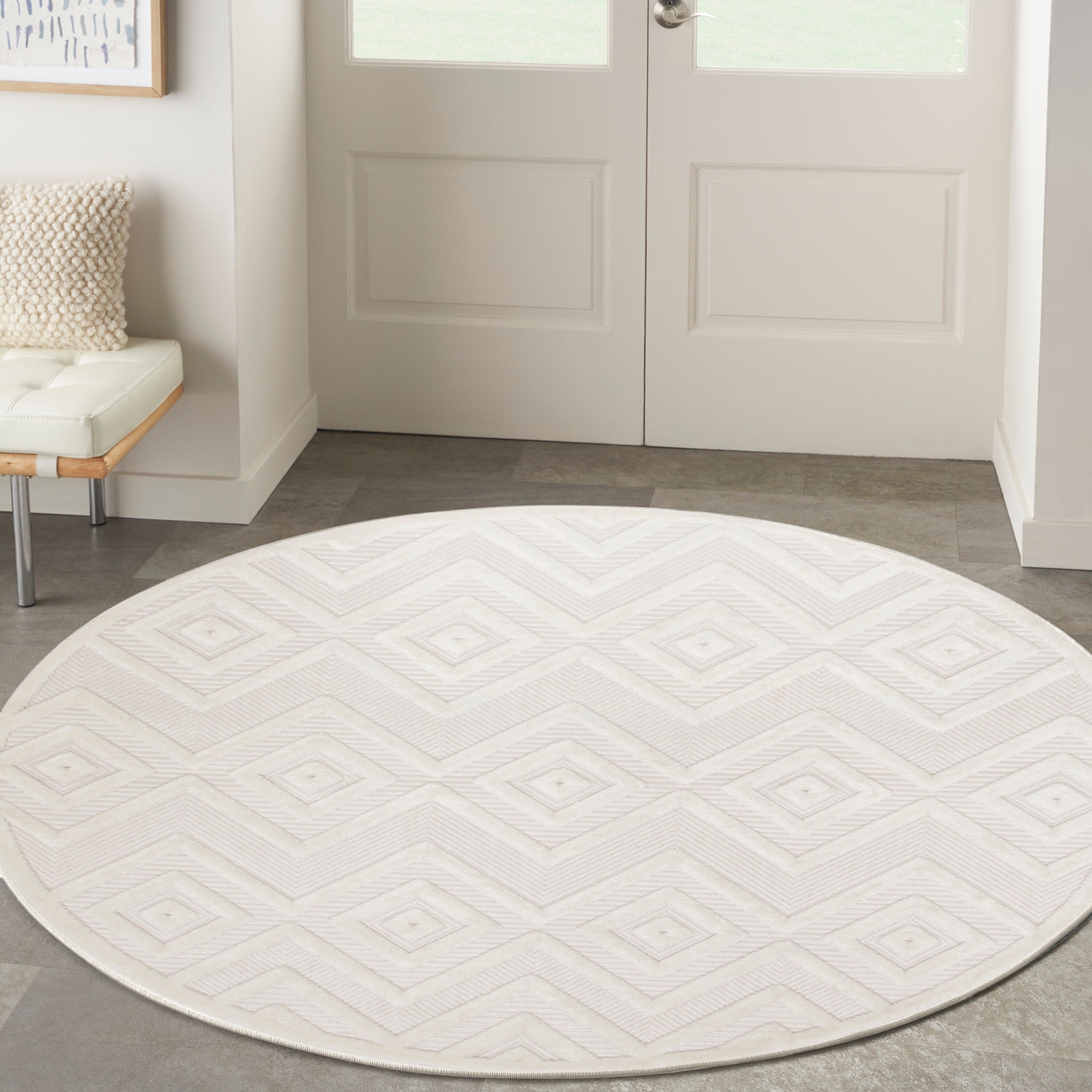 Tapis géométrique polyvalent à tissage plat pour intérieur/extérieur Nourison