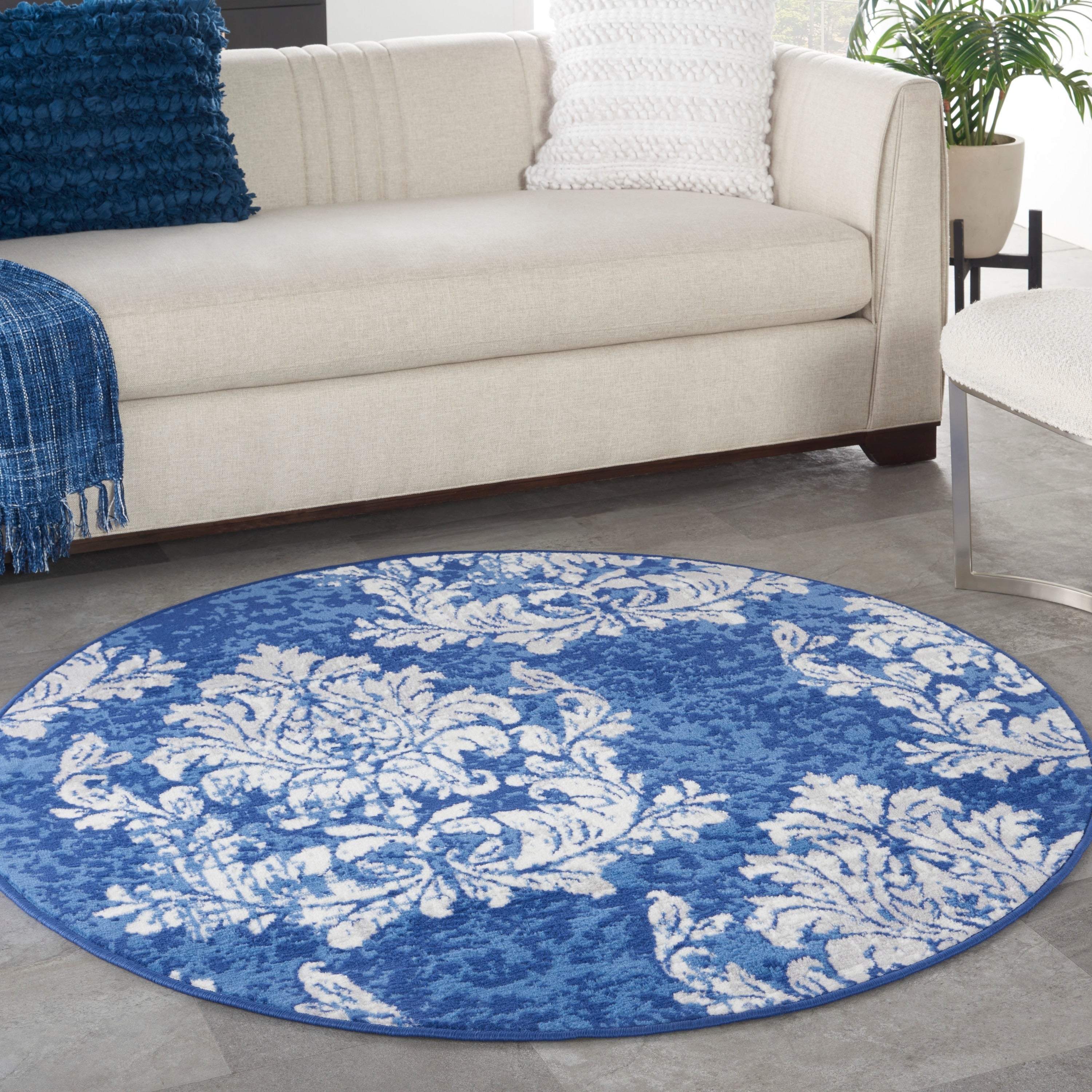 Tapis botanique Nourison Whimsicle French Country Ivoire Bleu marine