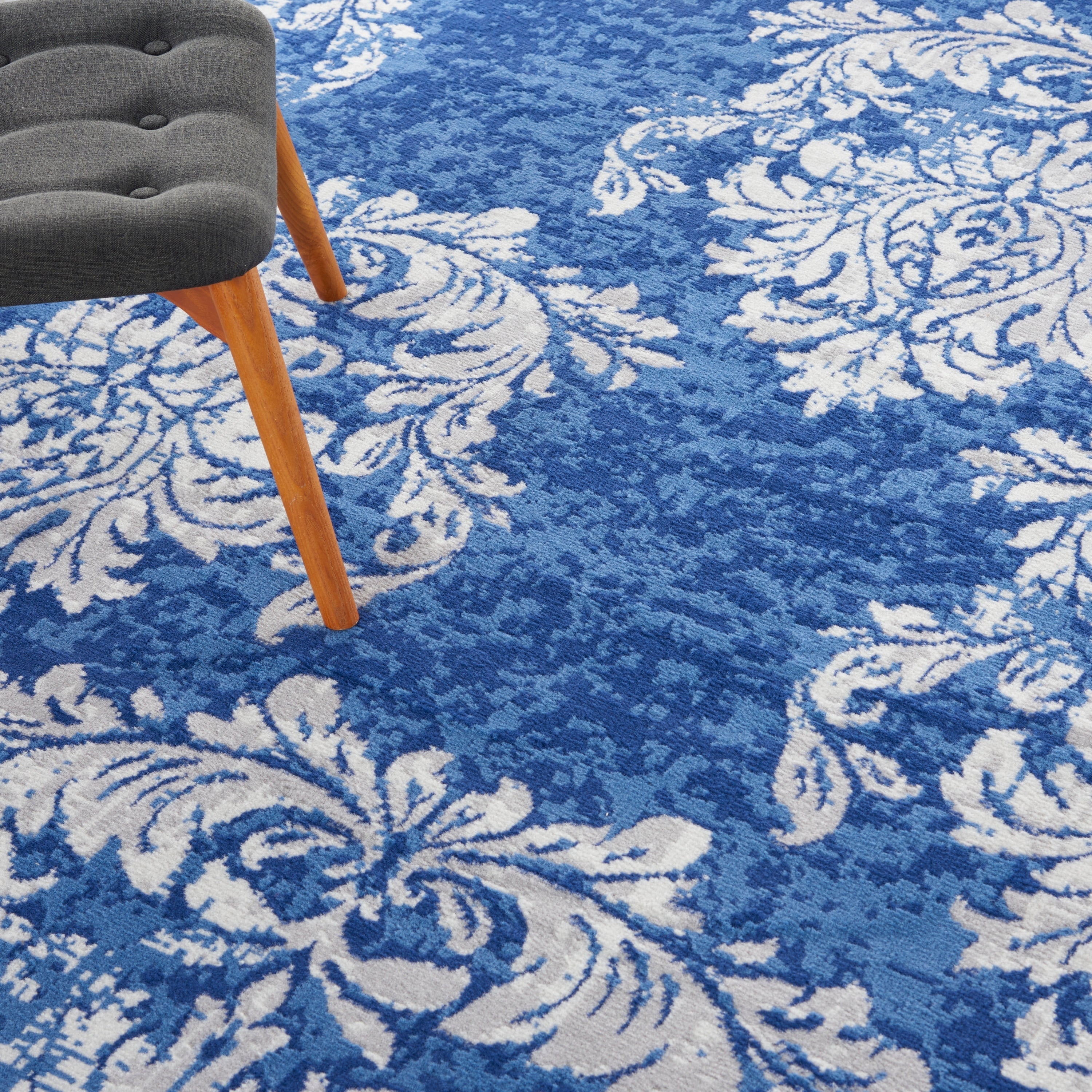 Tapis botanique Nourison Whimsicle French Country Ivoire Bleu marine