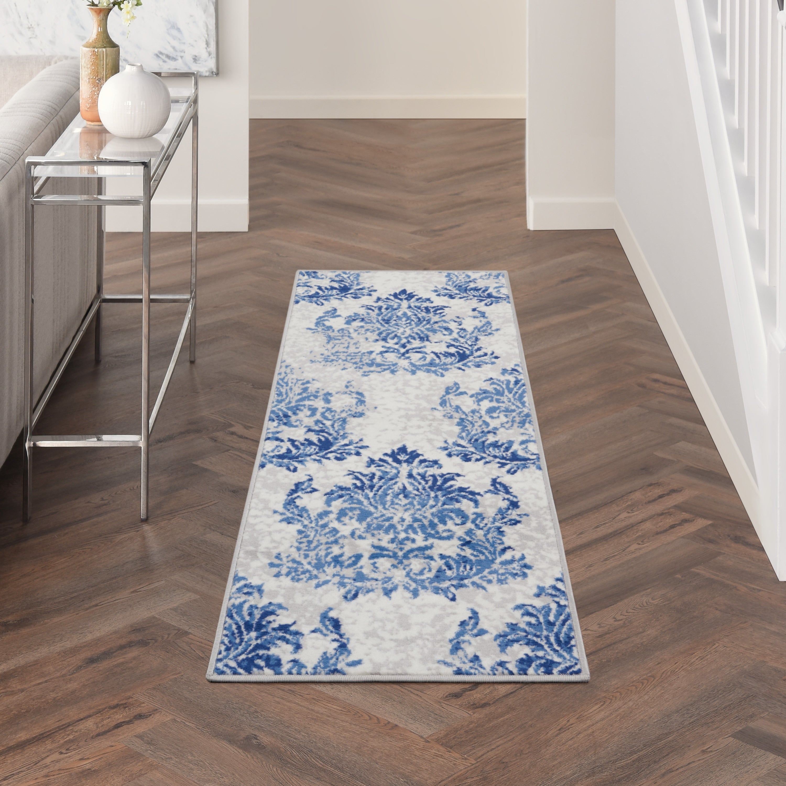 Tapis botanique Nourison Whimsicle French Country Ivoire Bleu marine