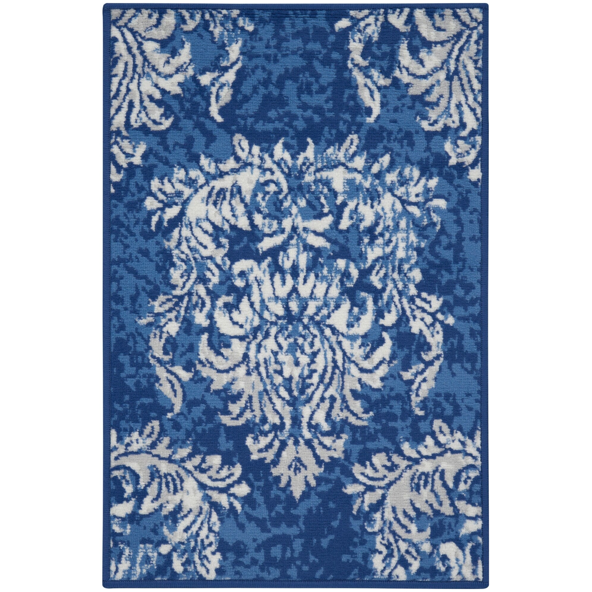 Tapis botanique Nourison Whimsicle French Country Ivoire Bleu marine