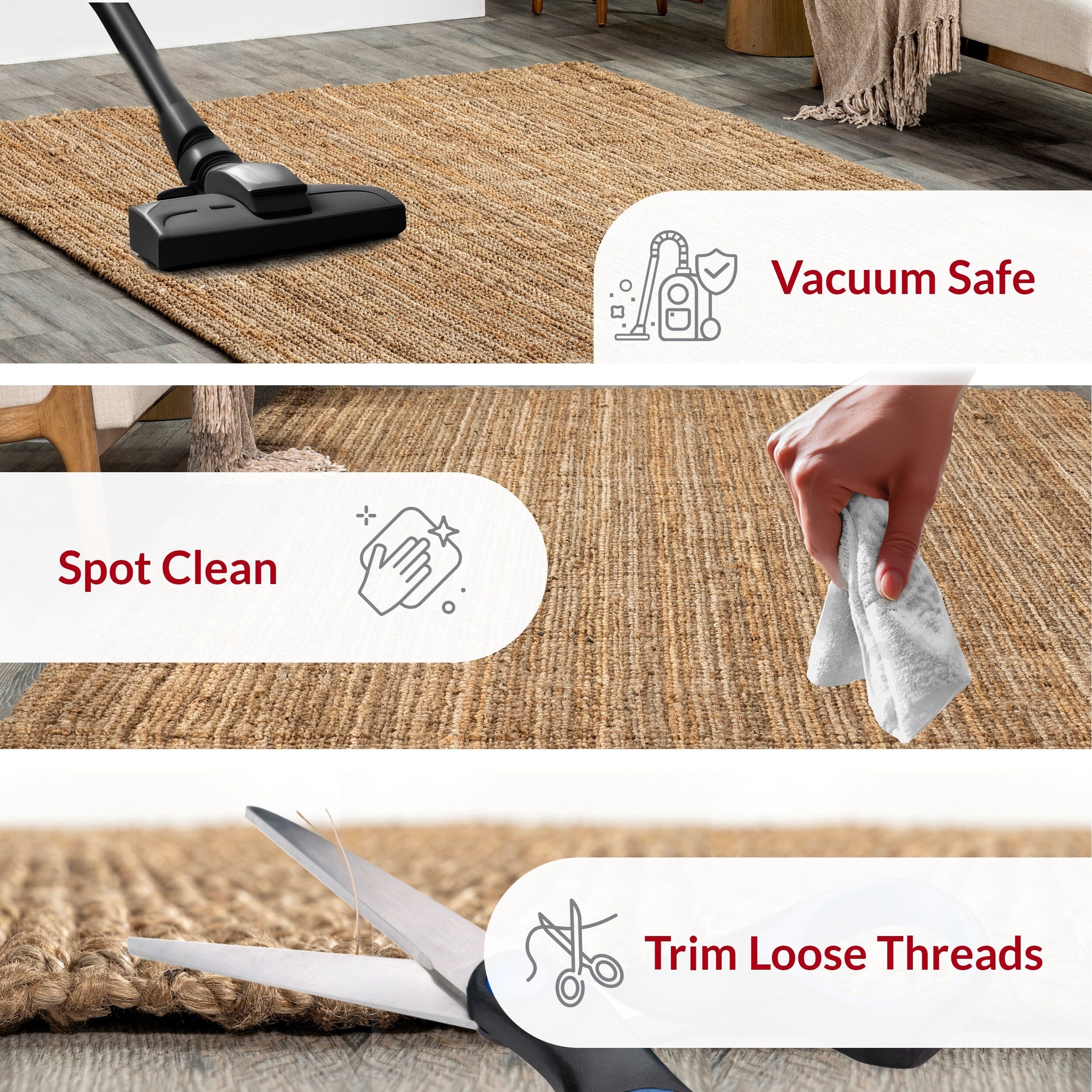 Tapis de ferme en jute massif Nuloom Ashli