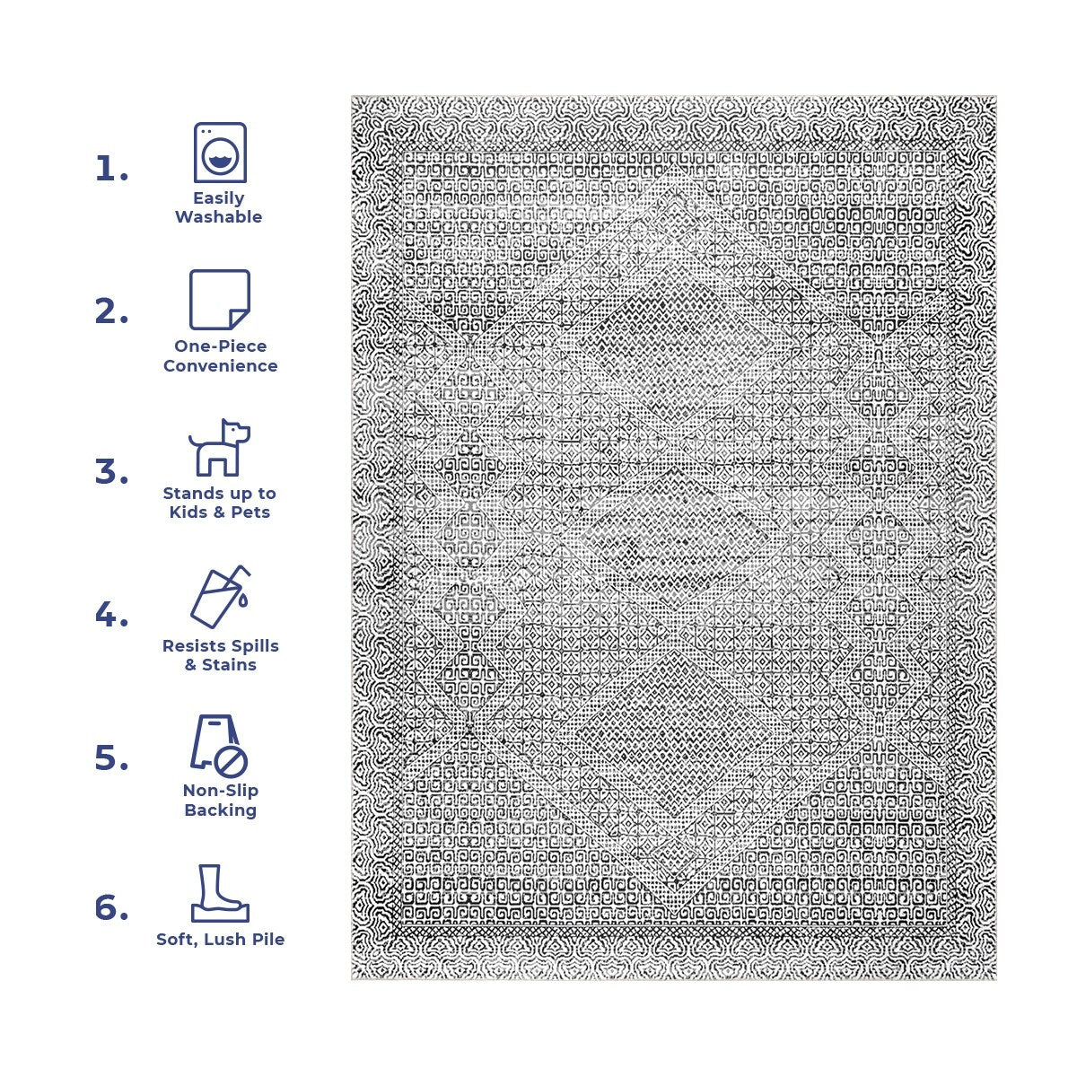 Tapis lavable en machine Nuloom Hart SpinClean Abstract Tribal