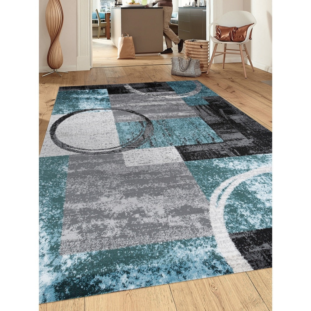 Tapis circulaire abstrait en polypropylène fabriqué à la machine, World Rug Gallery