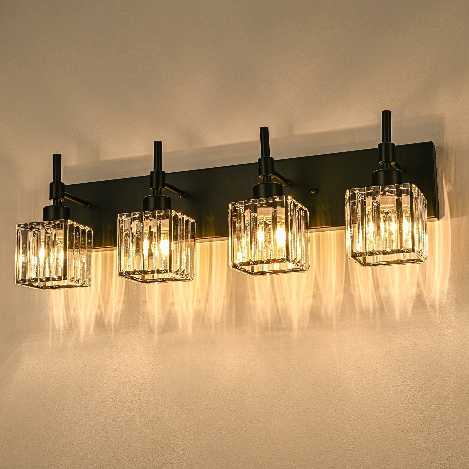 Luminaires de salle de bain en cristal à intensité variable Ora Modern sur miroir Glam Vanity Lights