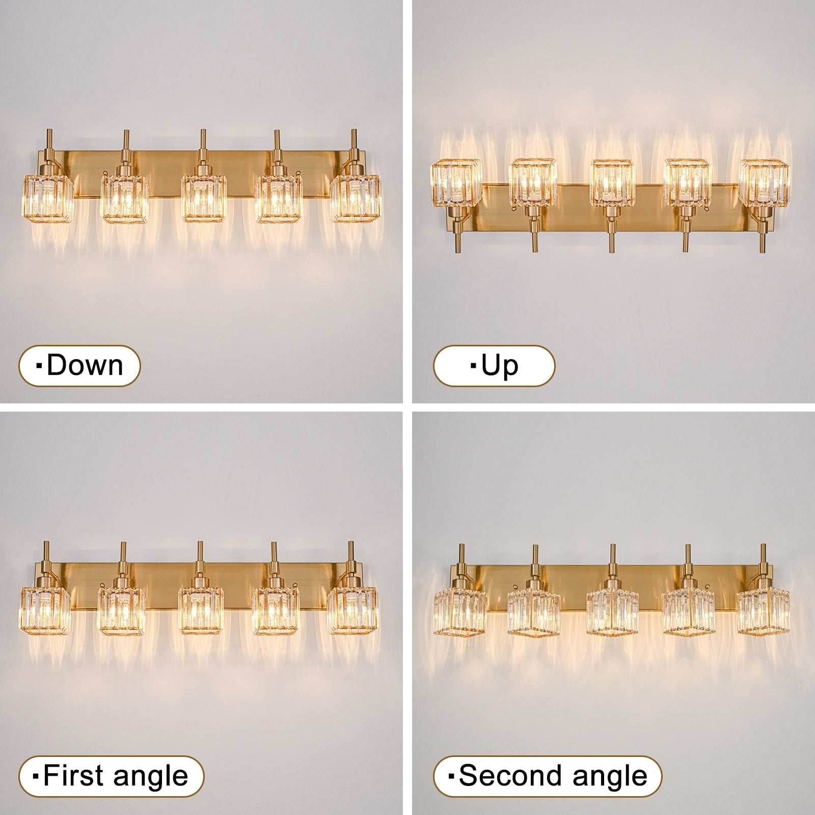 Luminaires de salle de bain en cristal à intensité variable Ora Modern sur miroir Glam Vanity Lights