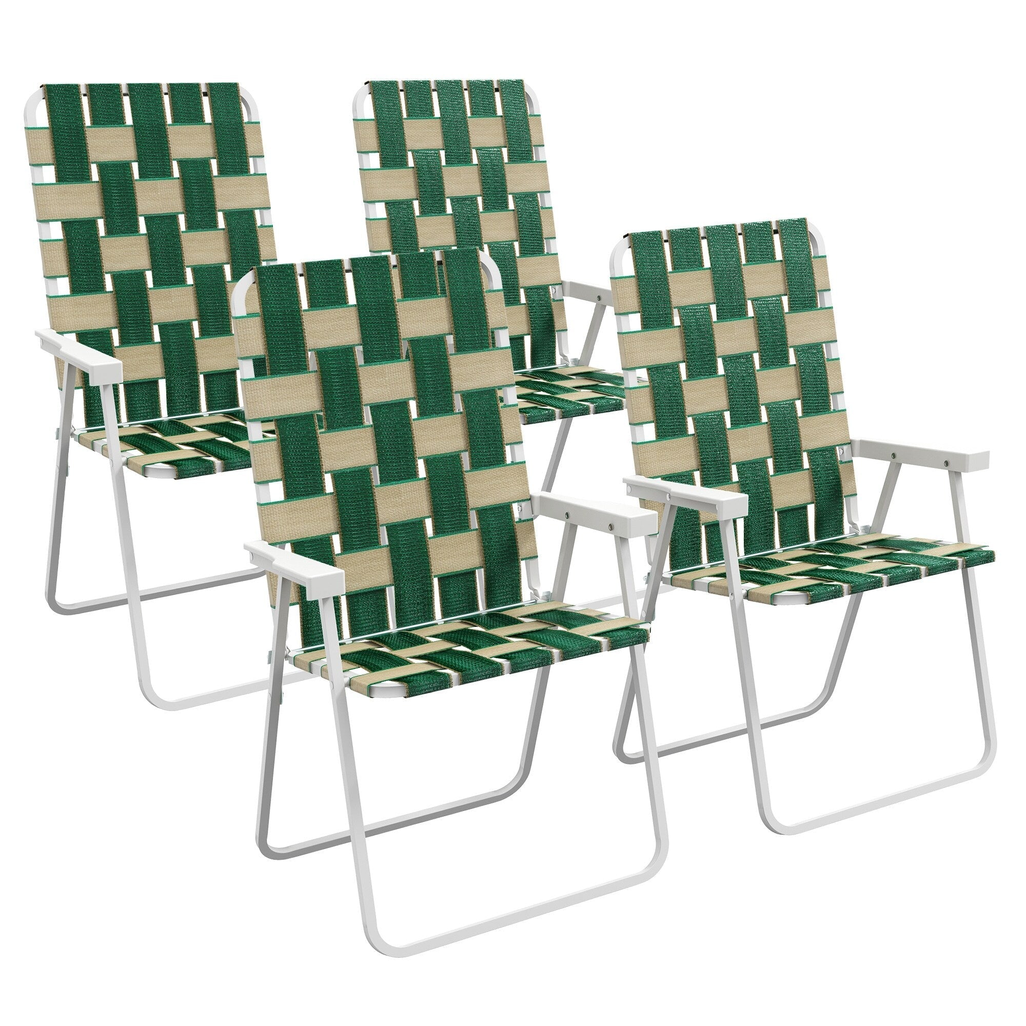 Outsunny Lot de 4 chaises pliantes de jardin, chaises de camping classiques, chaises de jardin portables pour le camping