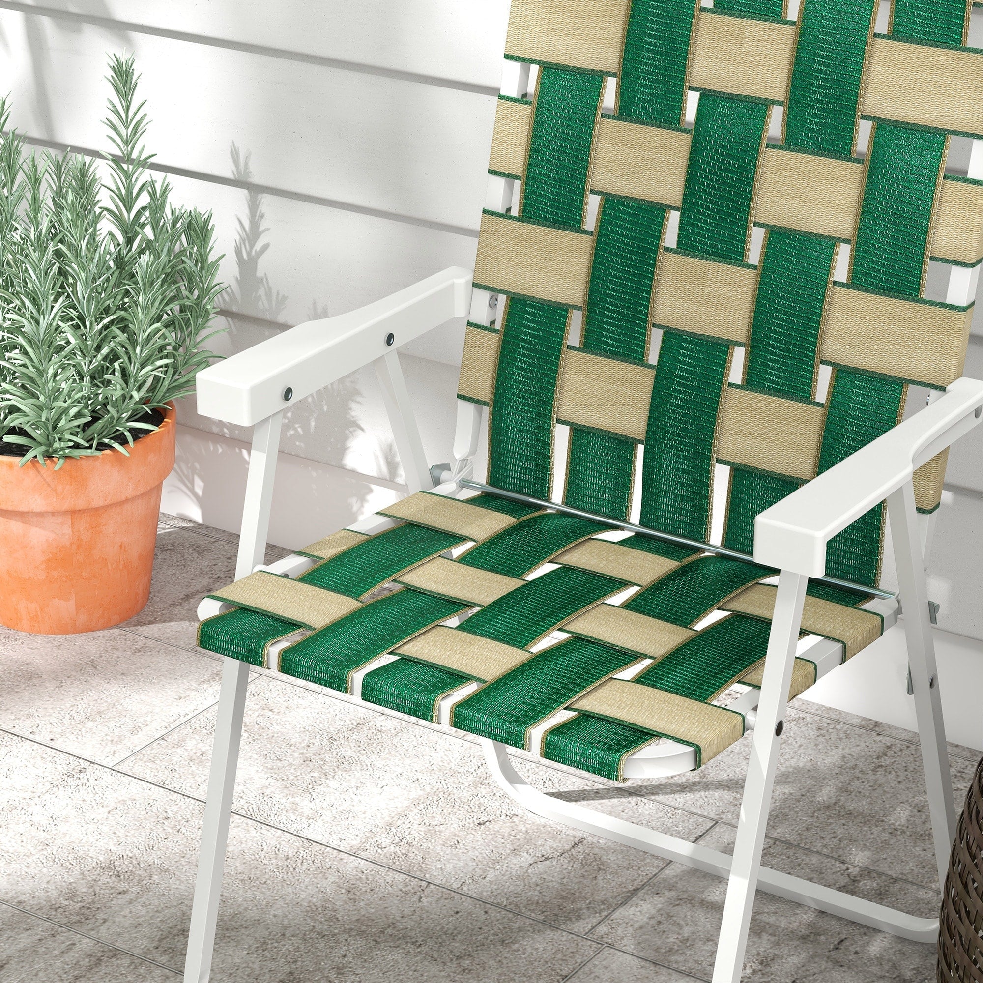 Outsunny Lot de 4 chaises pliantes de jardin, chaises de camping classiques, chaises de jardin portables pour le camping