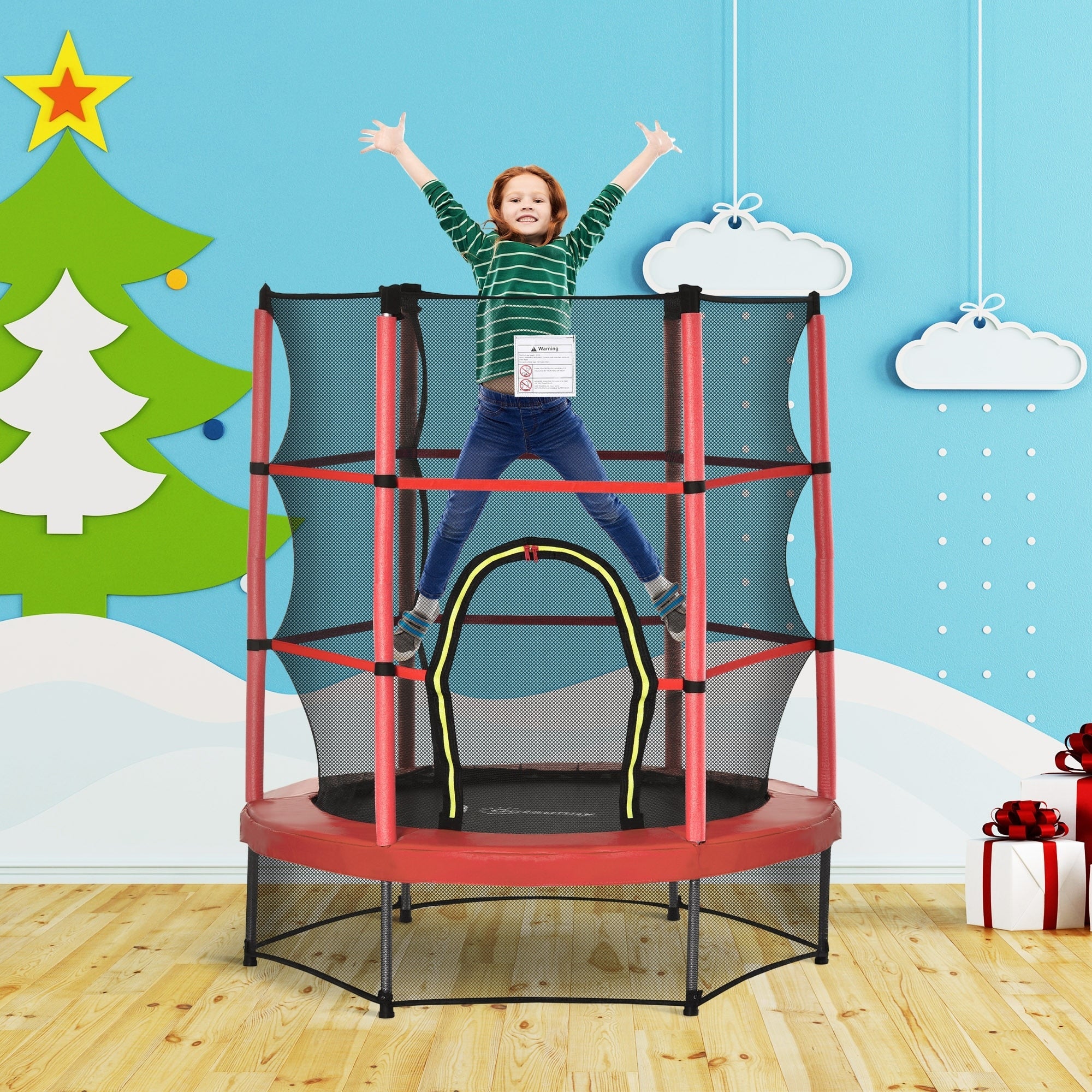 Trampoline Outsunny pour enfants de 1,5 m de diamètre avec filet pour l'intérieur et l'extérieur, de 3 à 6 ans