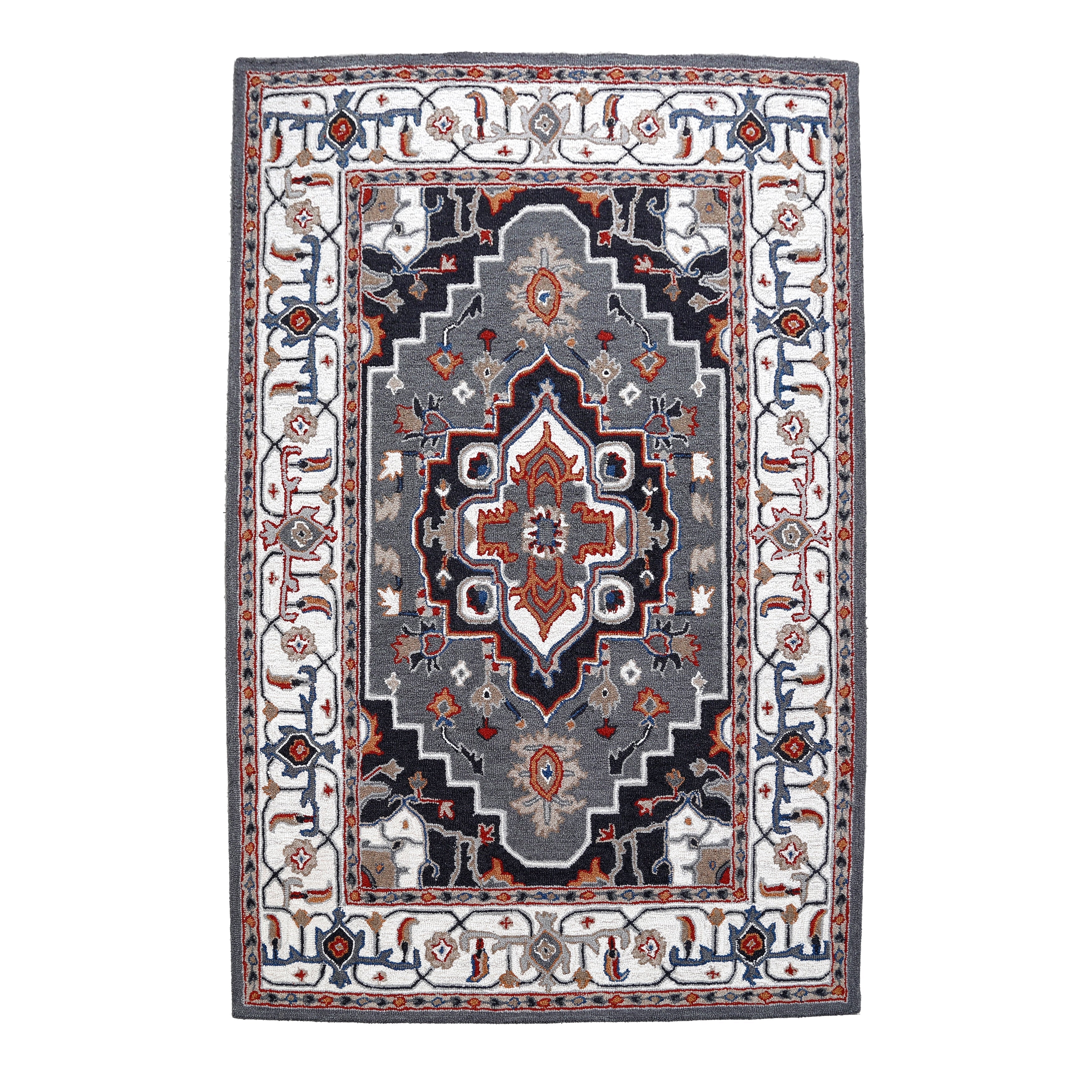 Tapis persan traditionnel en laine fait main de luxe à motif floral persan de George Towne Living