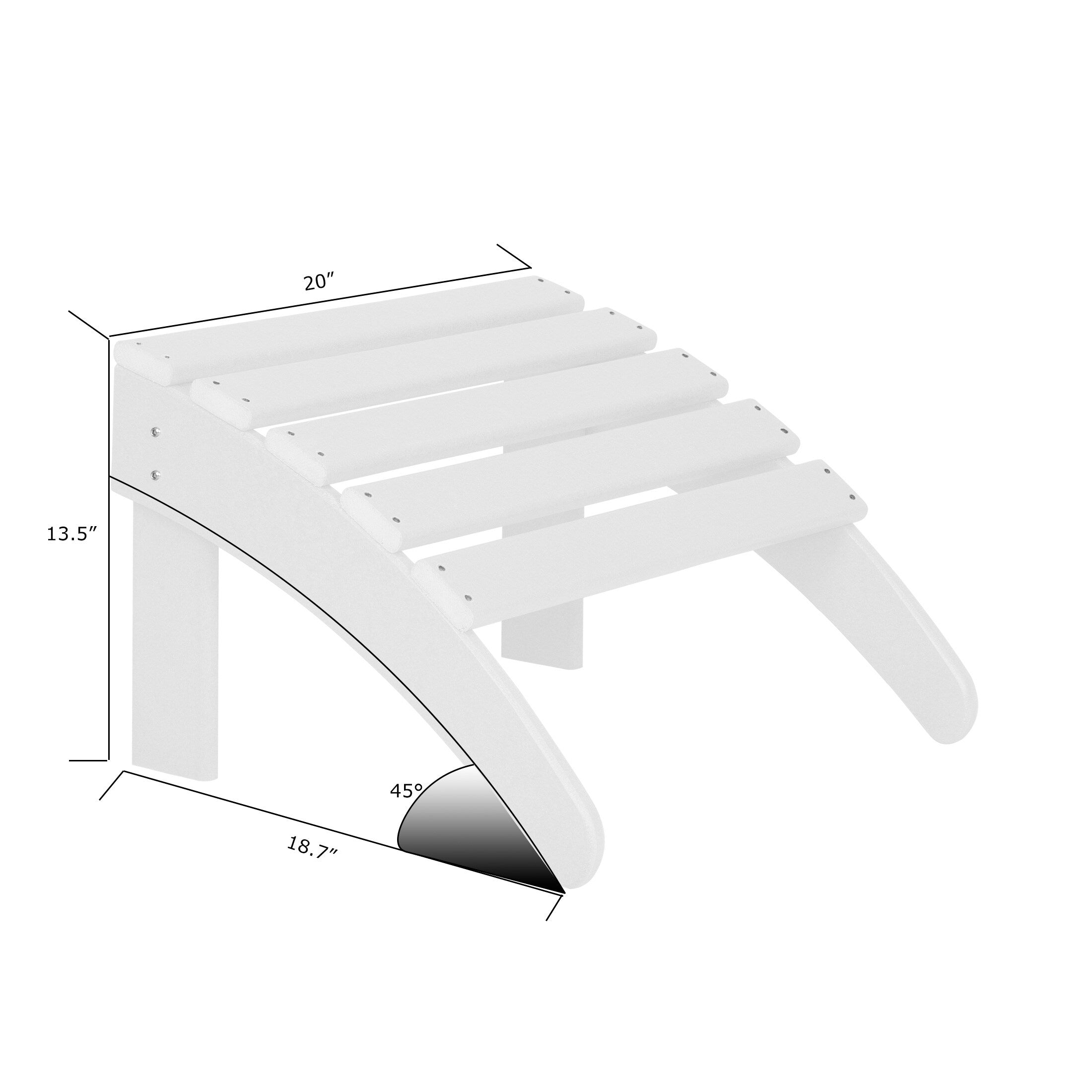 Chaise Adirondack pliable Polytrends Laguna en PEHD pour terrasse extérieure toutes saisons avec pouf (ensemble 2 pièces)