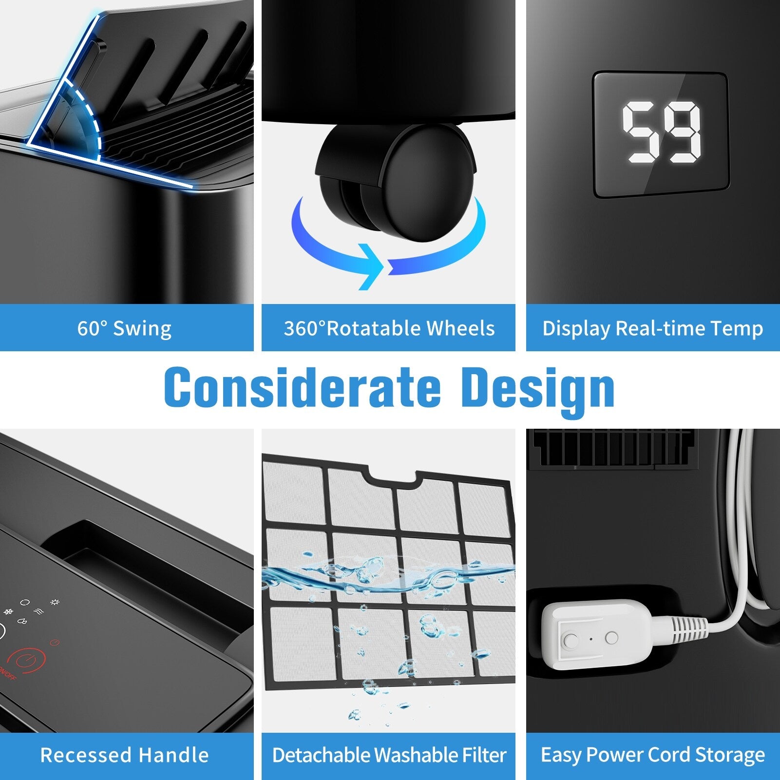 Climatiseur portatif avec chauffage – 12 000 BTU de refroidissement et 10 000 BTU de chauffage pour pièces jusqu'à 700 pi²