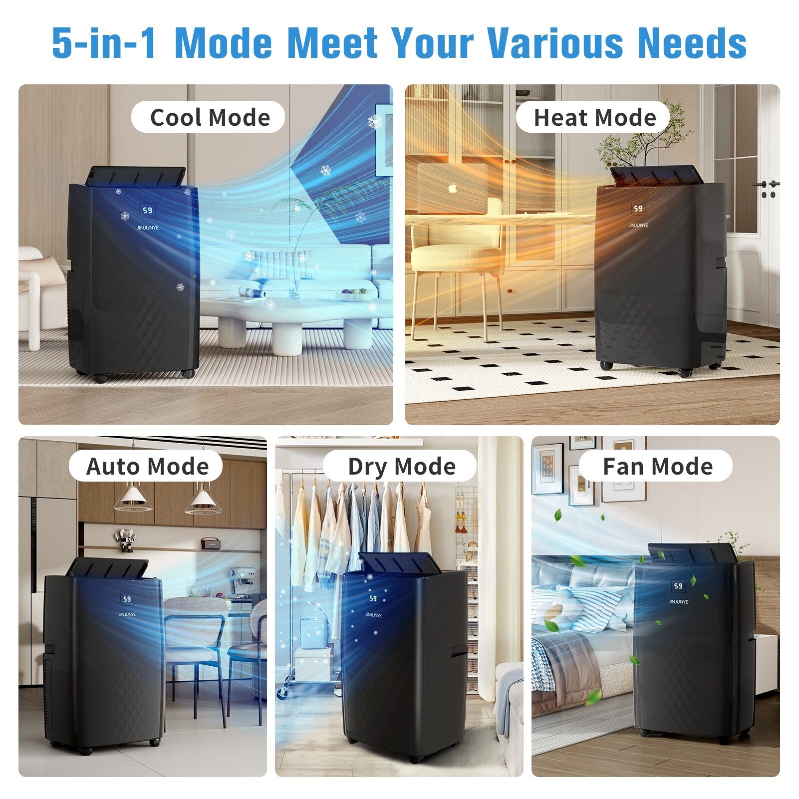 Climatiseur portatif avec chauffage – 12 000 BTU de refroidissement et 10 000 BTU de chauffage pour pièces jusqu'à 700 pi²