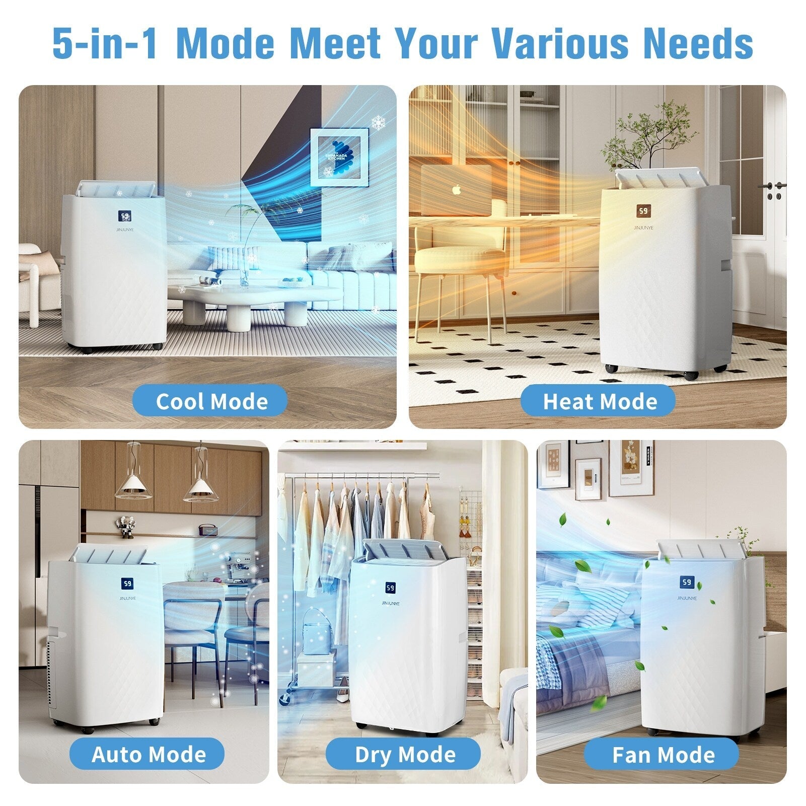 Climatiseur portatif avec chauffage – 12 000 BTU de refroidissement et 10 000 BTU de chauffage pour pièces jusqu'à 700 pi²