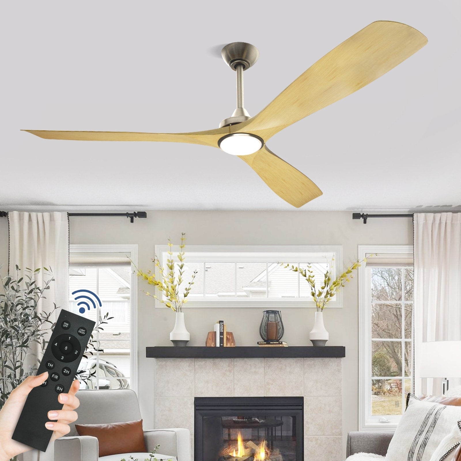 Ventilateur de plafond à distance avec lumières encastrées