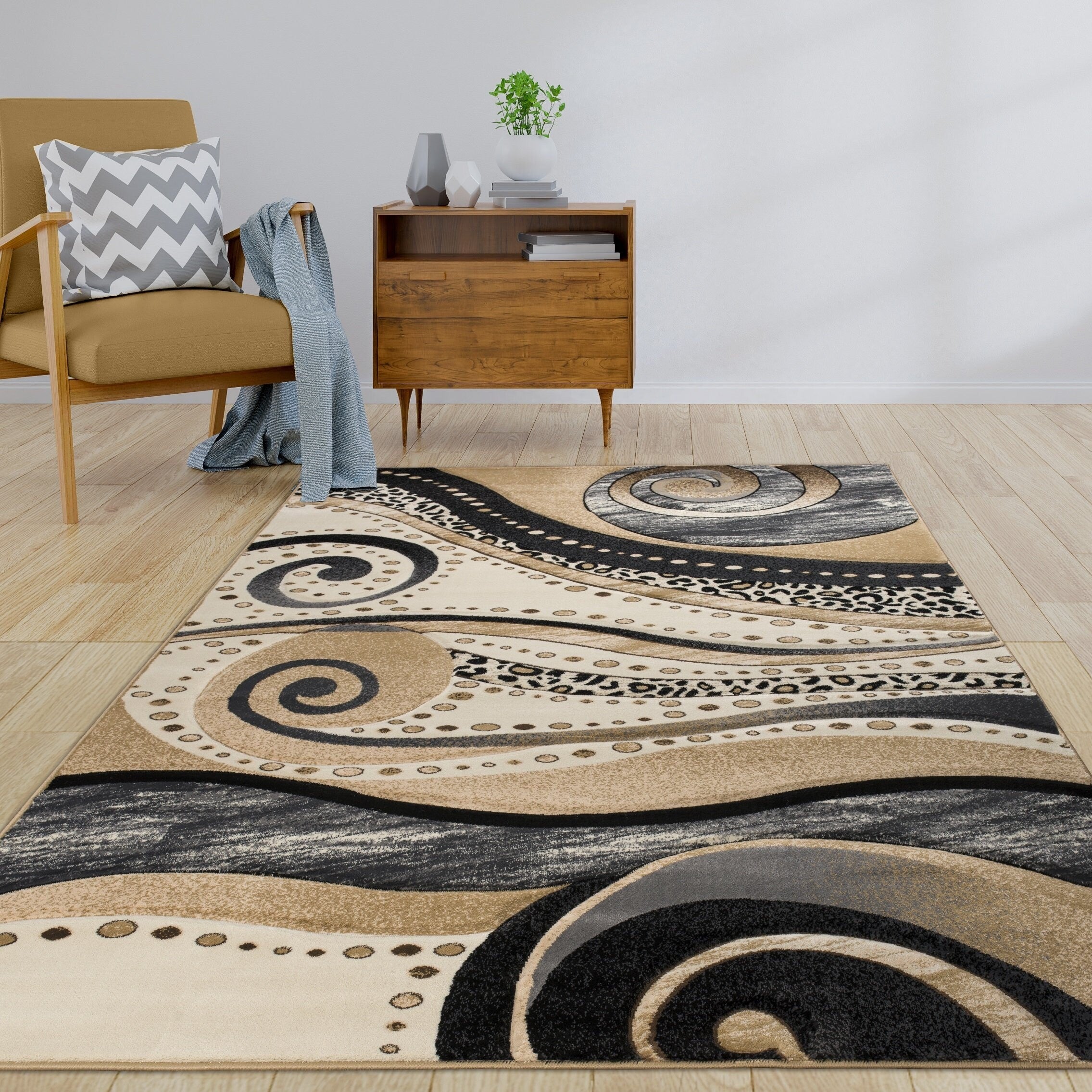 Tapis à tourbillons abstraits de la collection Rhodes