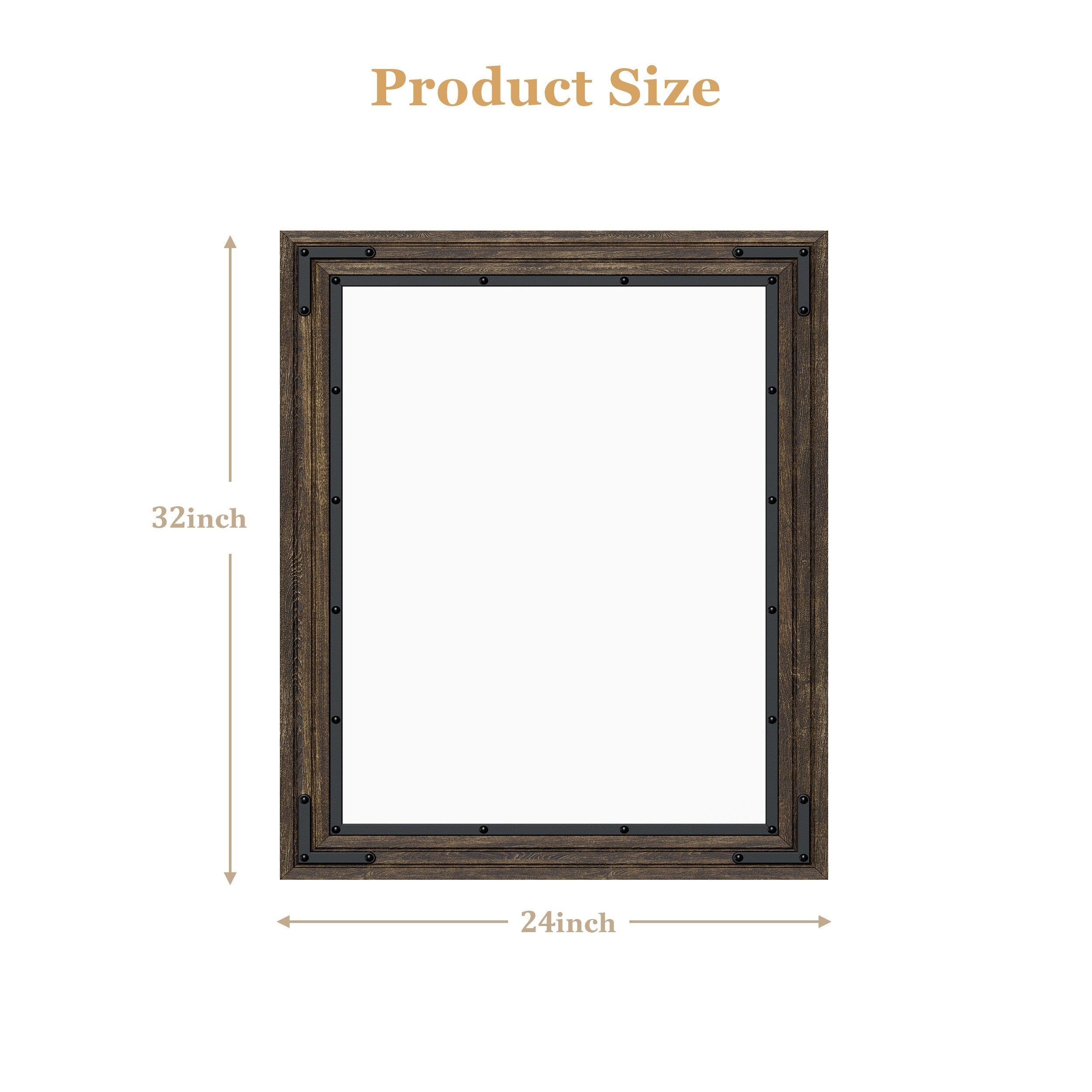 Miroir mural rustique encadré en bois, miroir de salle de bain en bois naturel