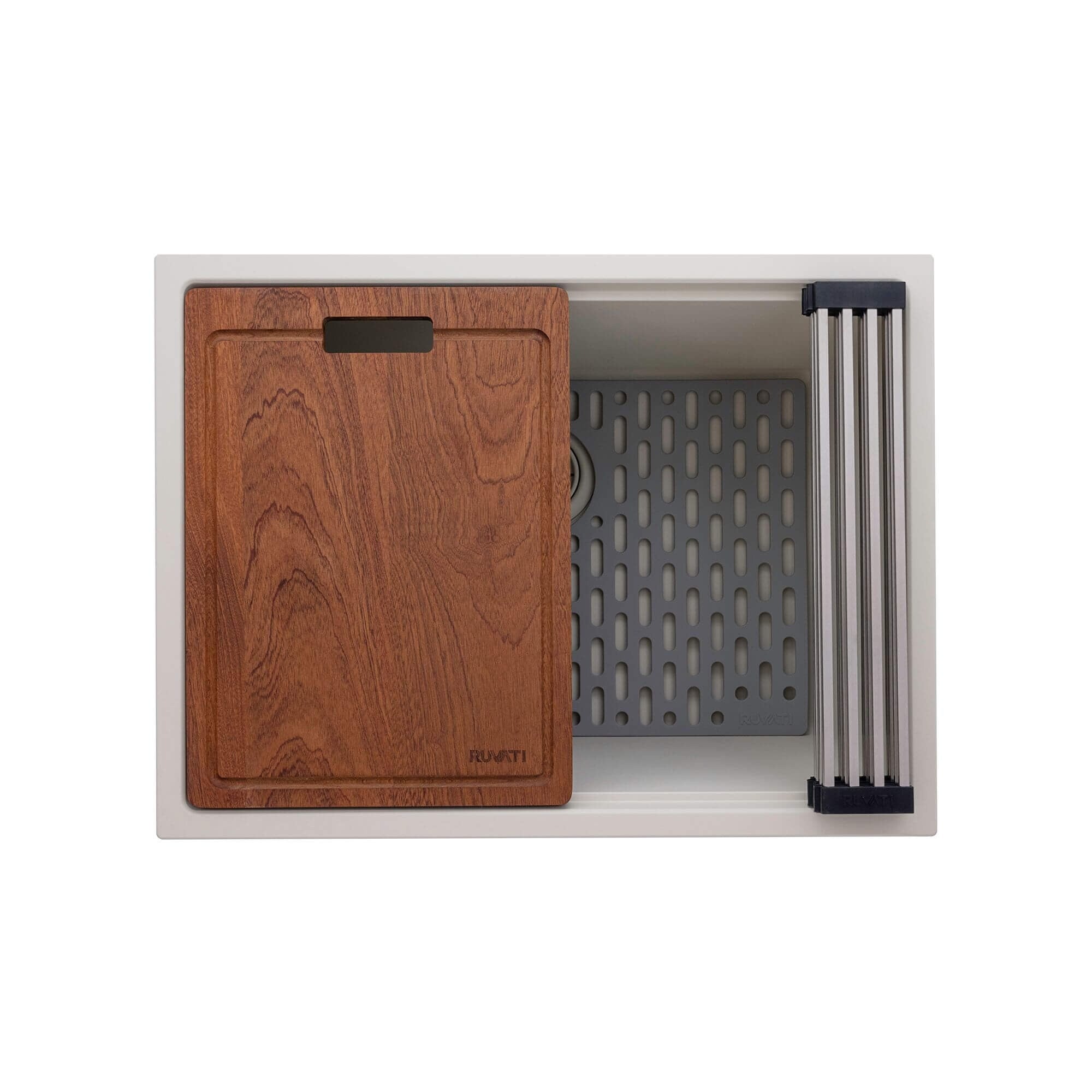 Évier de buanderie sous plan Ruvati epiRock Workstation 25 pouces, blanc chaud - RVG2321WB