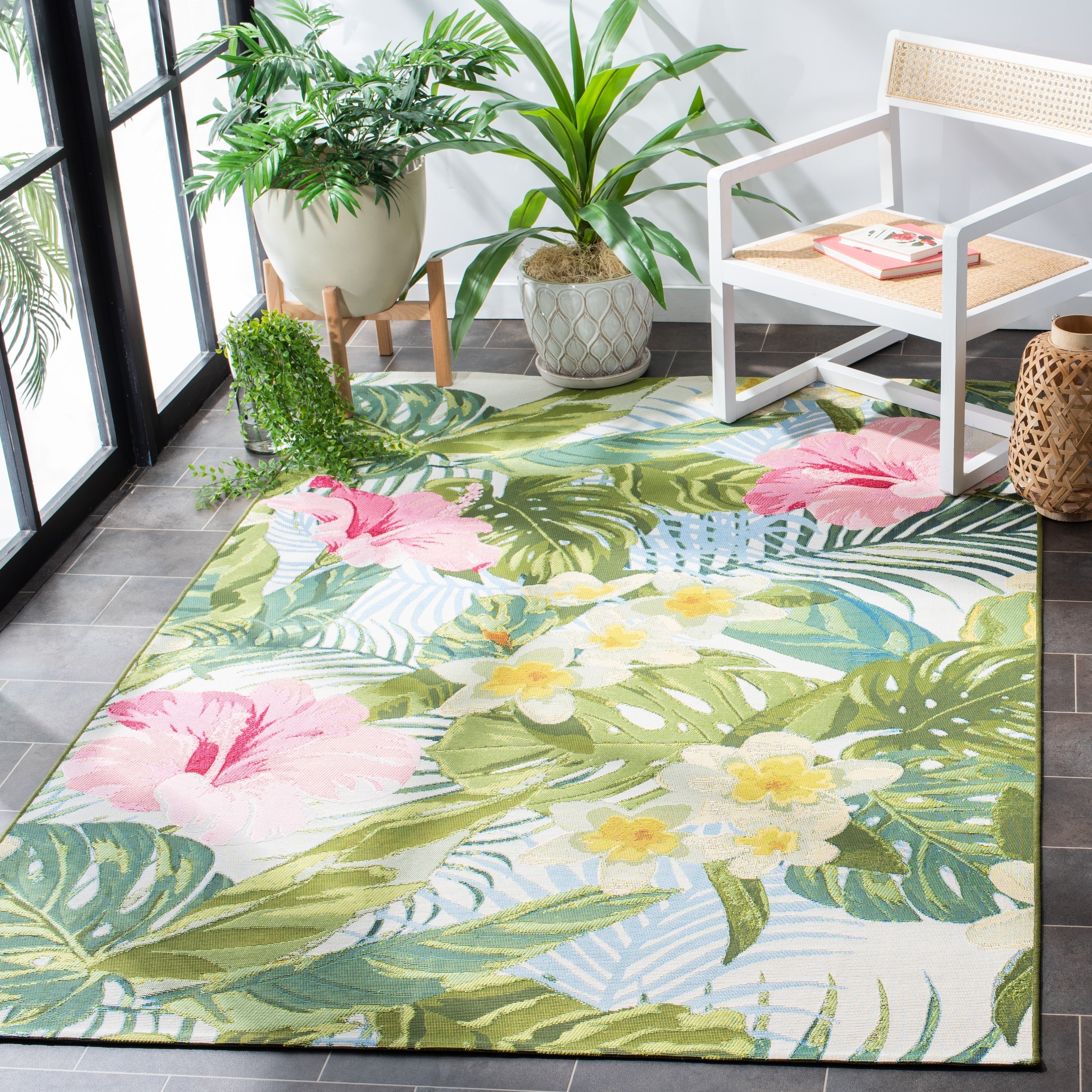 Tapis de jardin imperméable d'intérieur/extérieur tropical SAFAVIEH Barbados Agustina