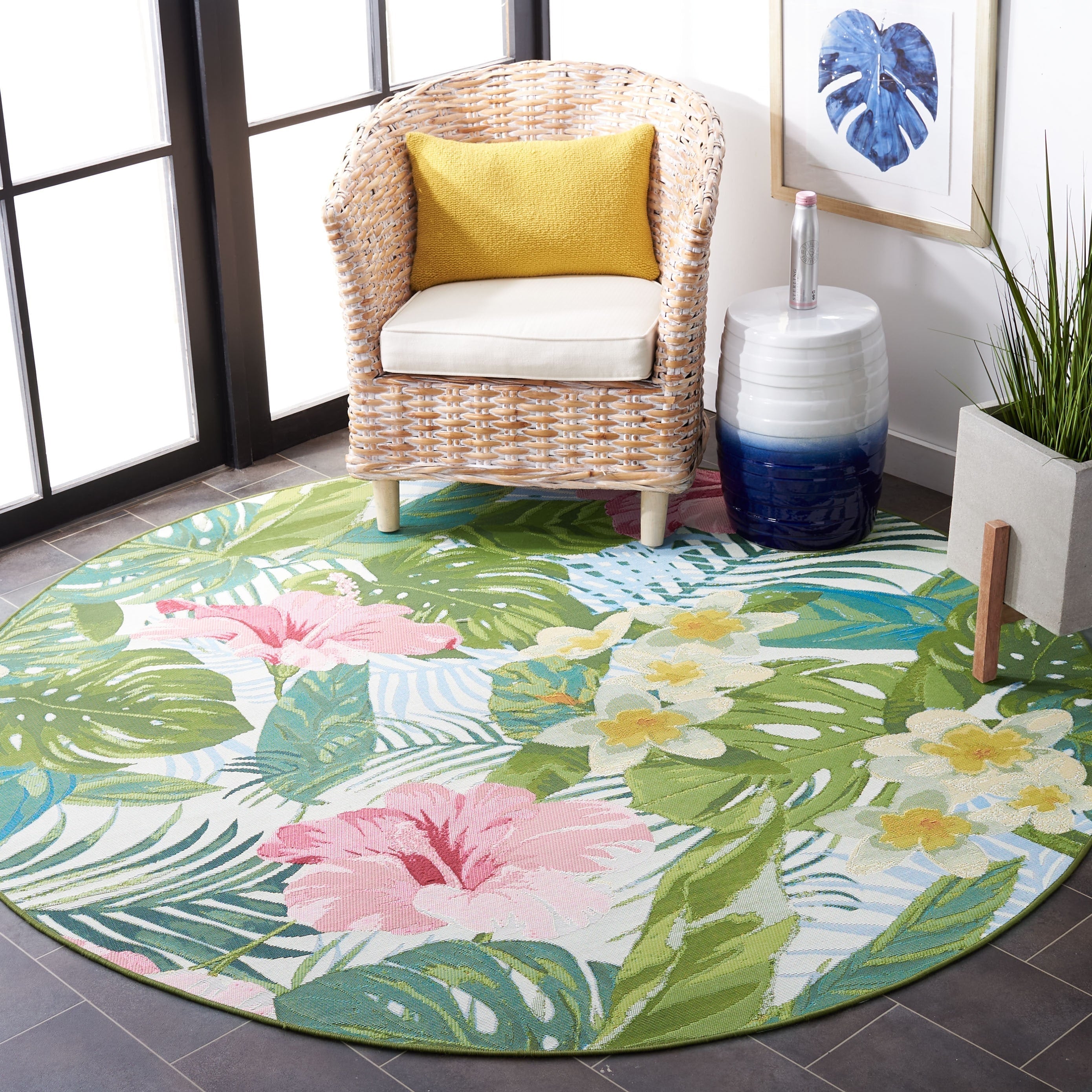 Tapis de jardin imperméable d'intérieur/extérieur tropical SAFAVIEH Barbados Agustina